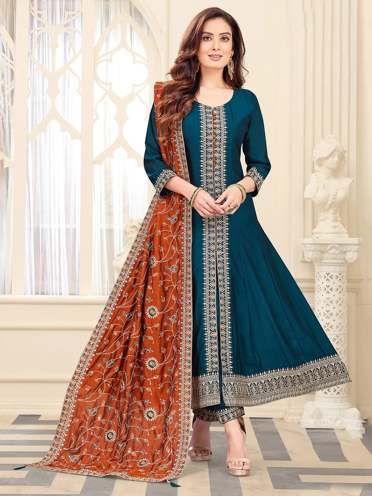 Rama blue salwar suit in rich silk-G3-WSS42838