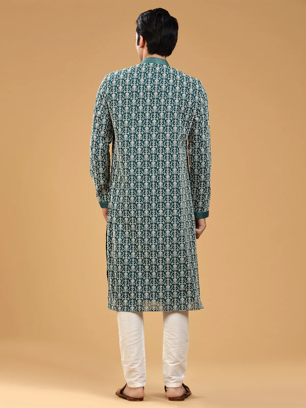 Rama green georgette kurta suit for festive