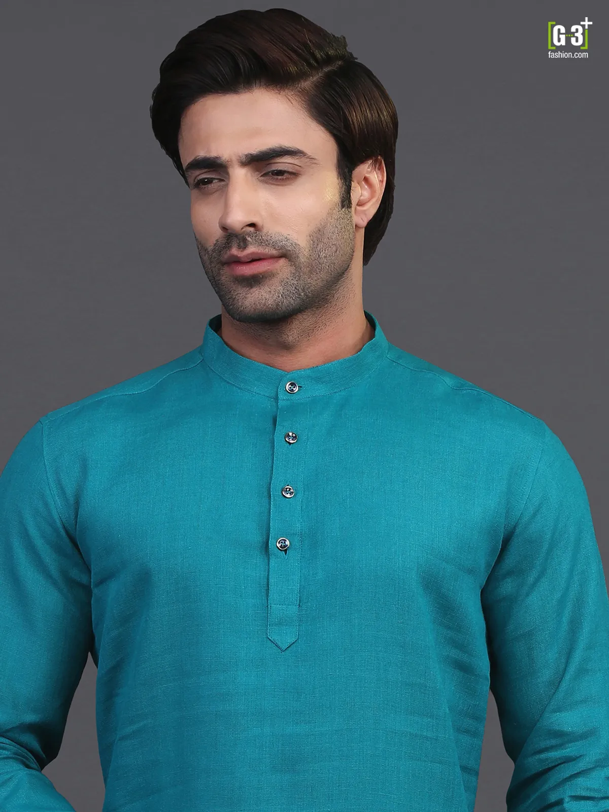 Rama green linen festive wear kurta suit