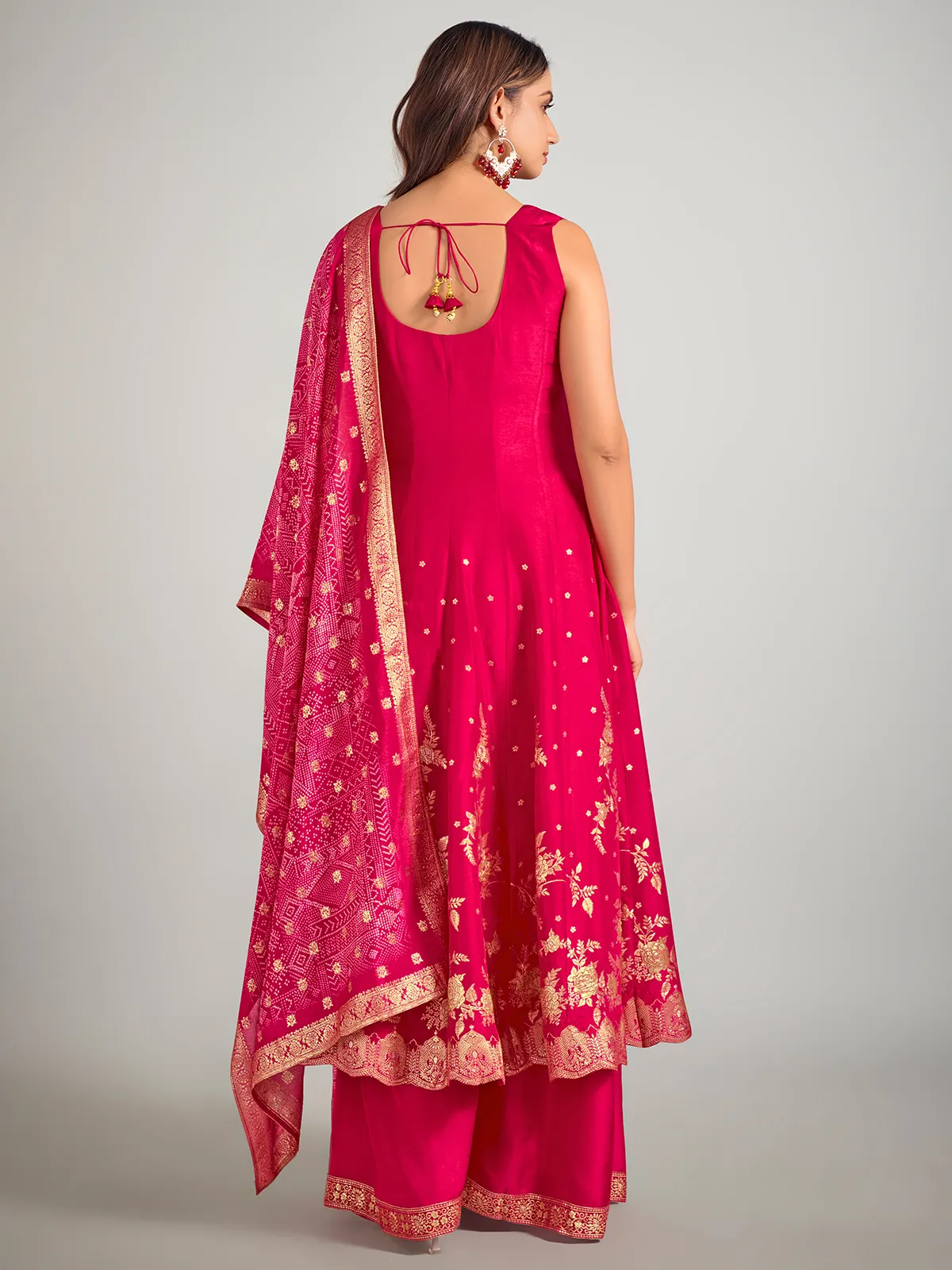 Rani color cotton silk wedding wear palazzo suit