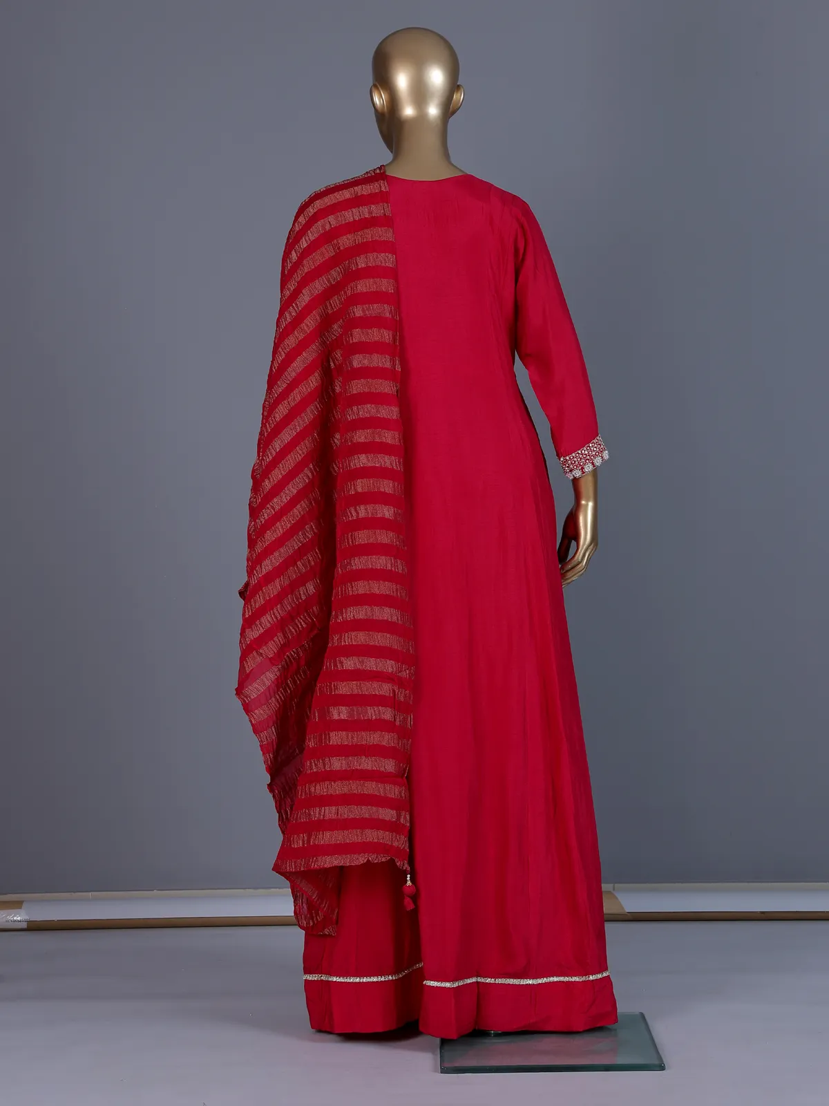 Rani pink embroidered floor length suit