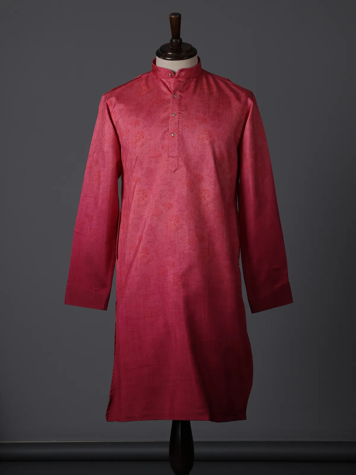 Rani pink silk shaded floral printed festive kurta