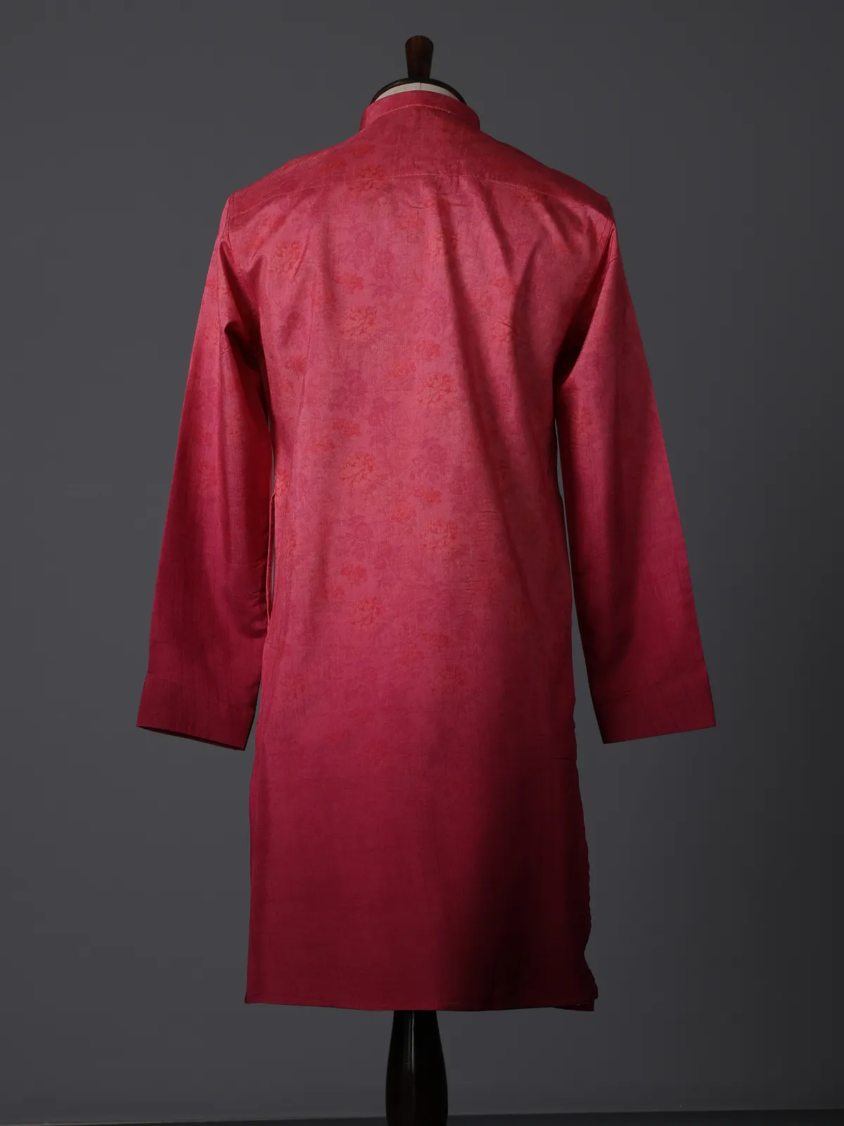 Rani pink silk shaded floral printed festive kurta