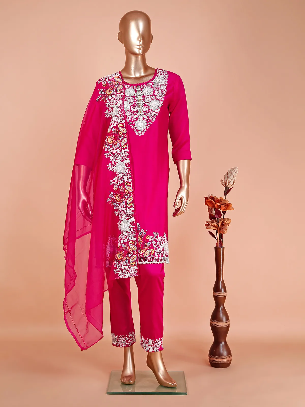 Rani silk embroidery salwar suit