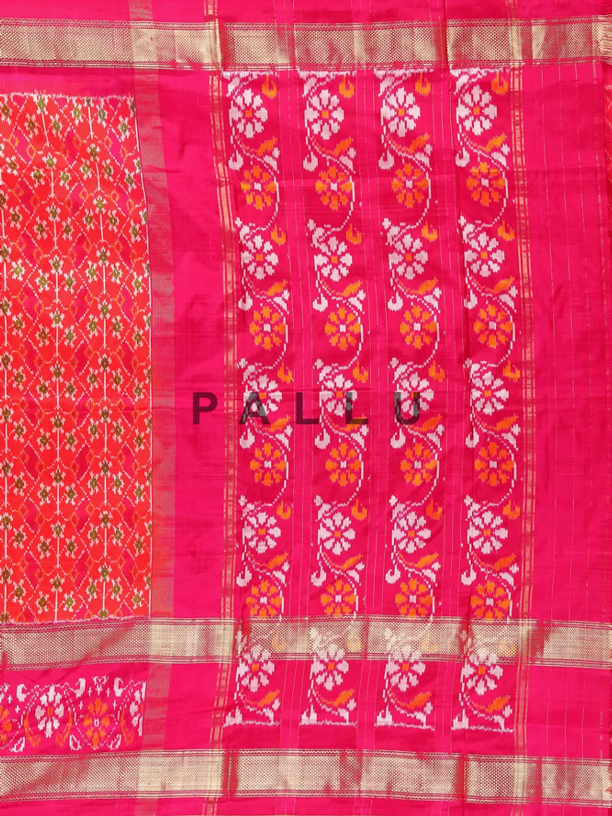 Red patola silk saree with print