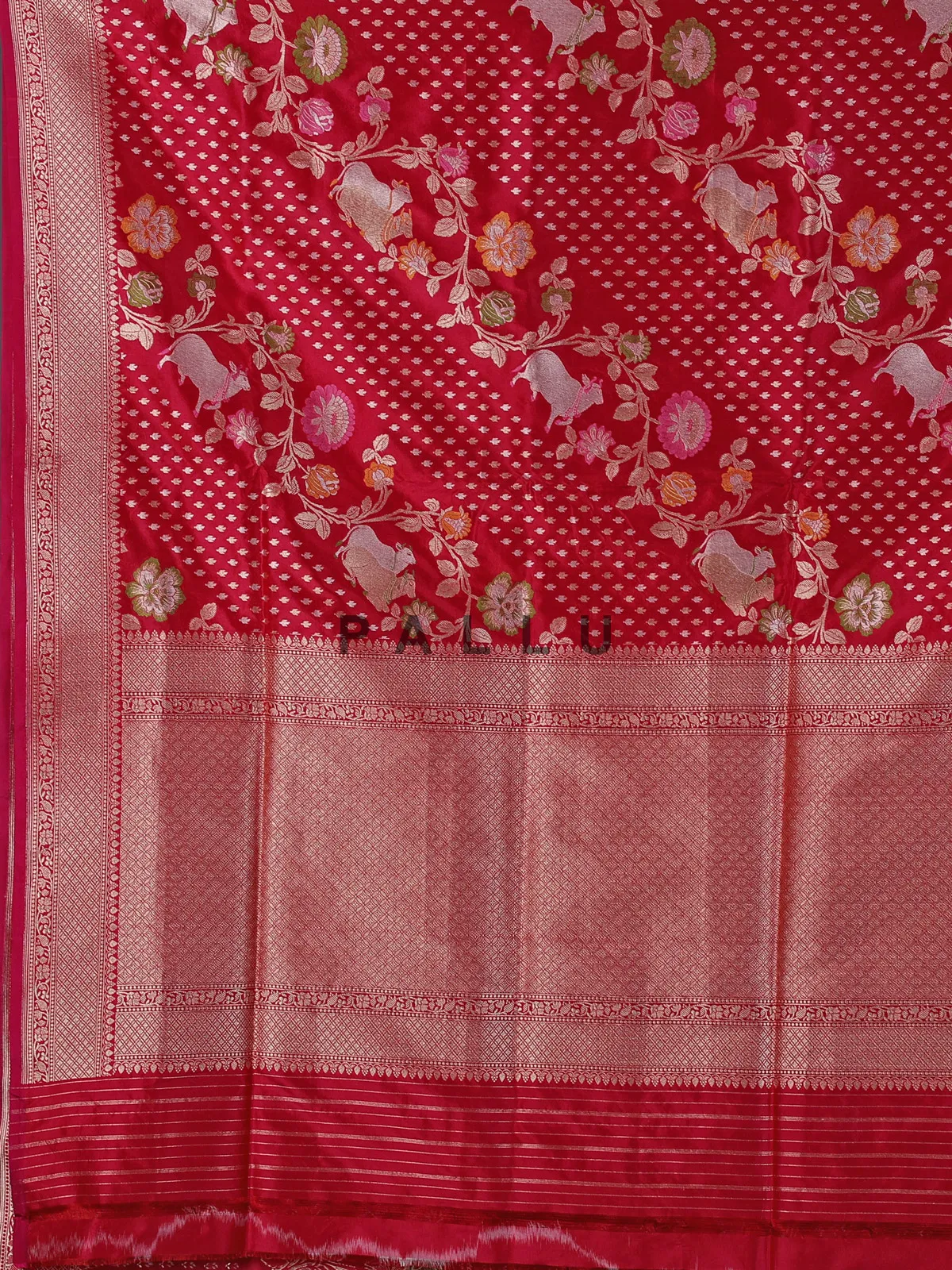 Red pure banarasi silk zari woven wedding festive saree