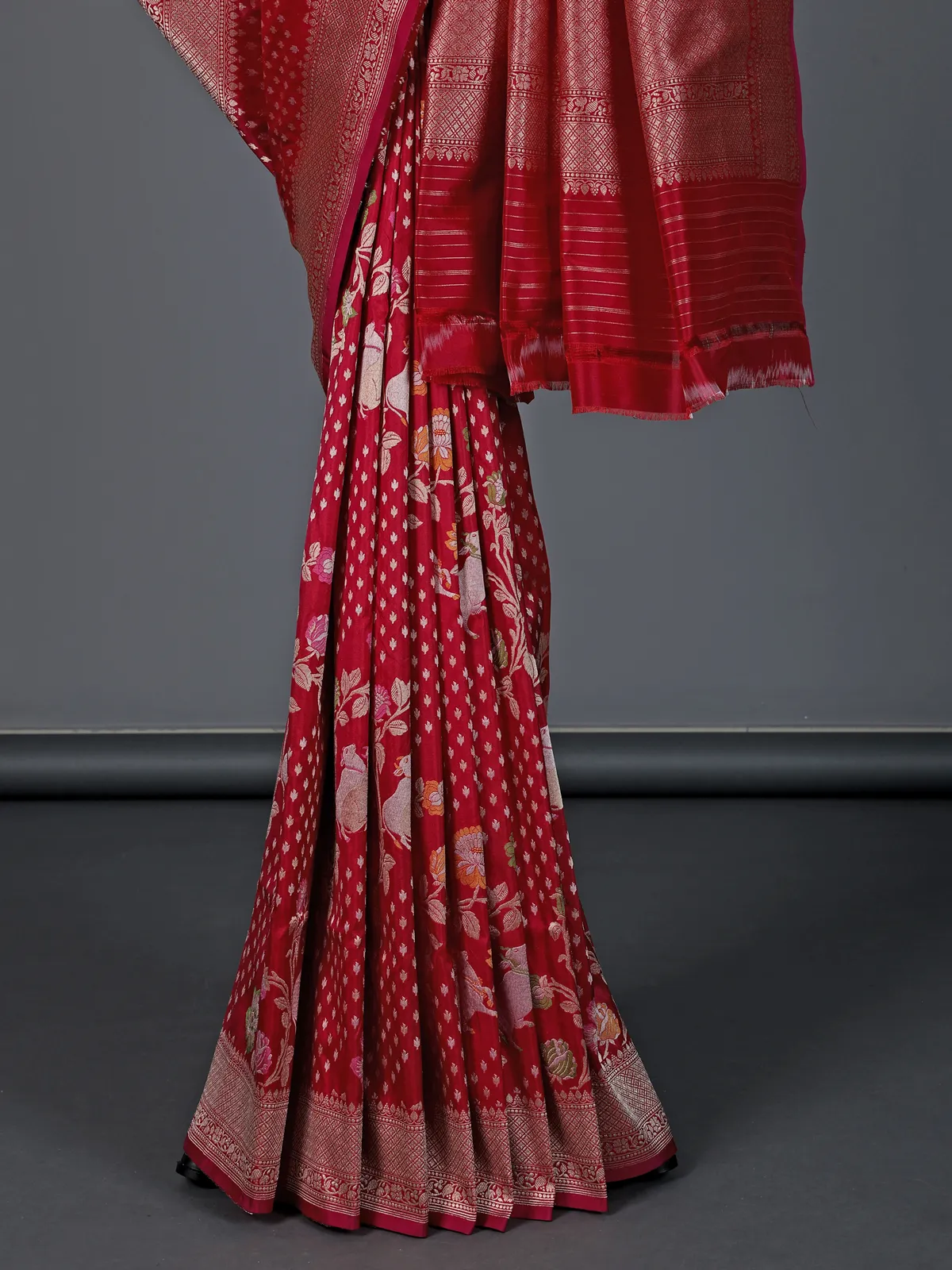 Red pure banarasi silk zari woven wedding festive saree