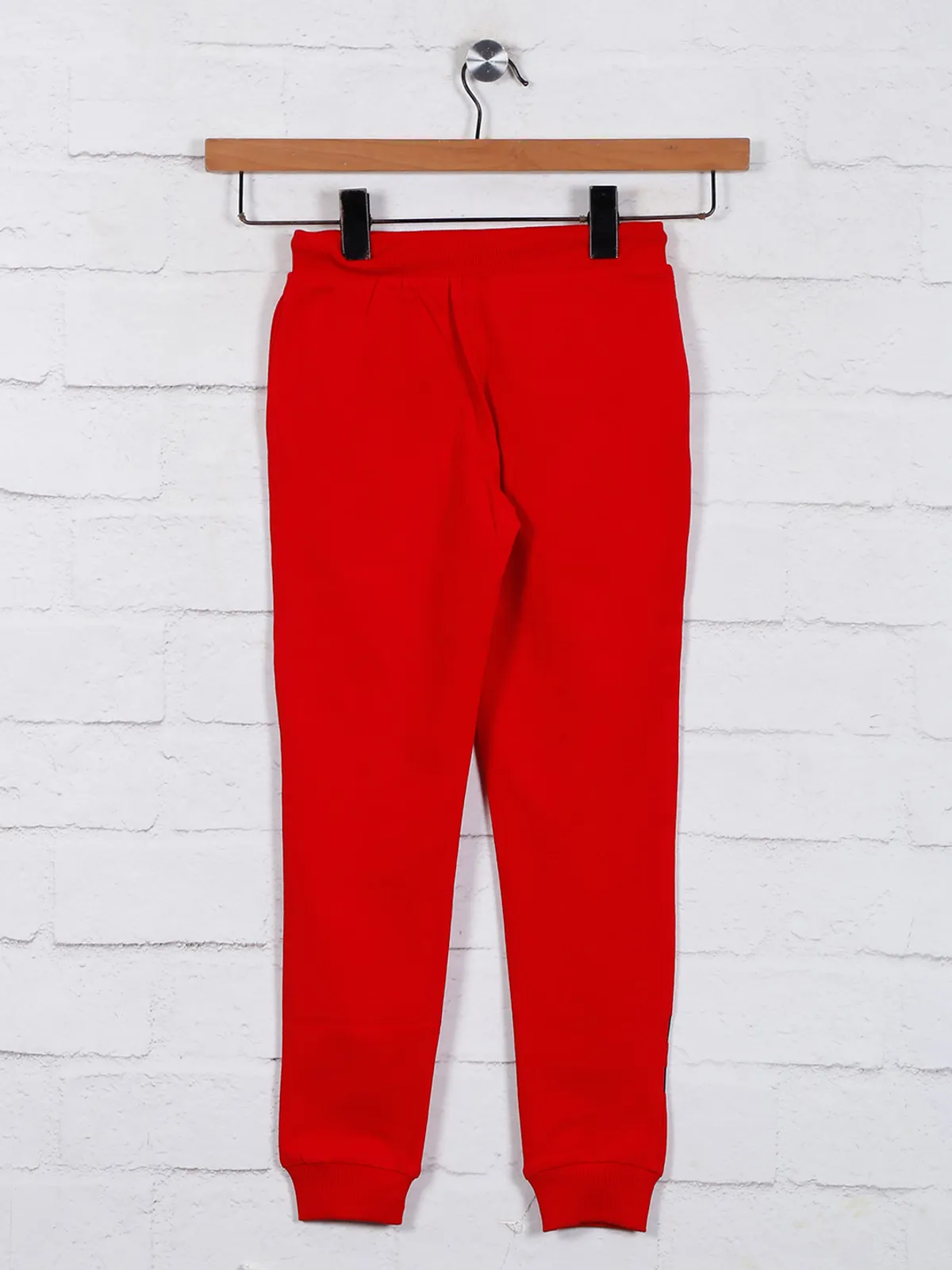 Red solid girls jeggings in cotton