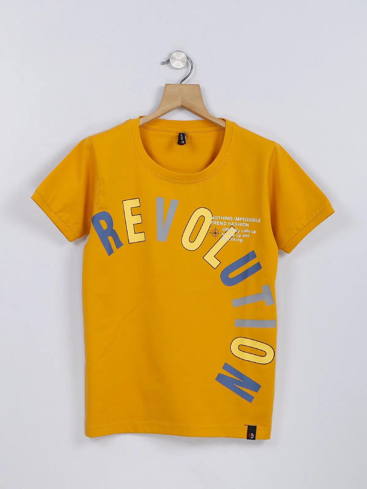 Red Sound mustard yellow printed t shirt