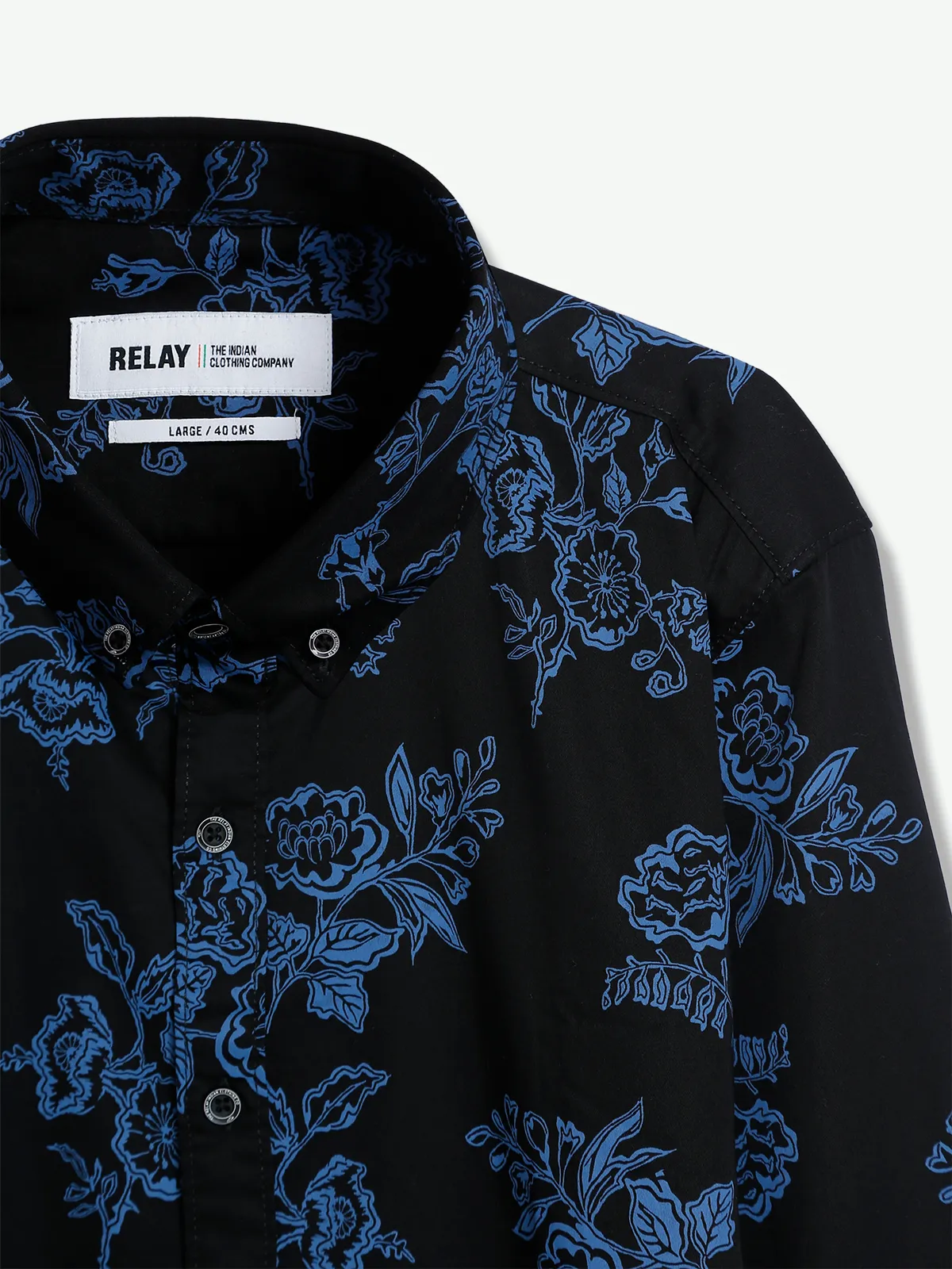 Relay printed black cotton shirt