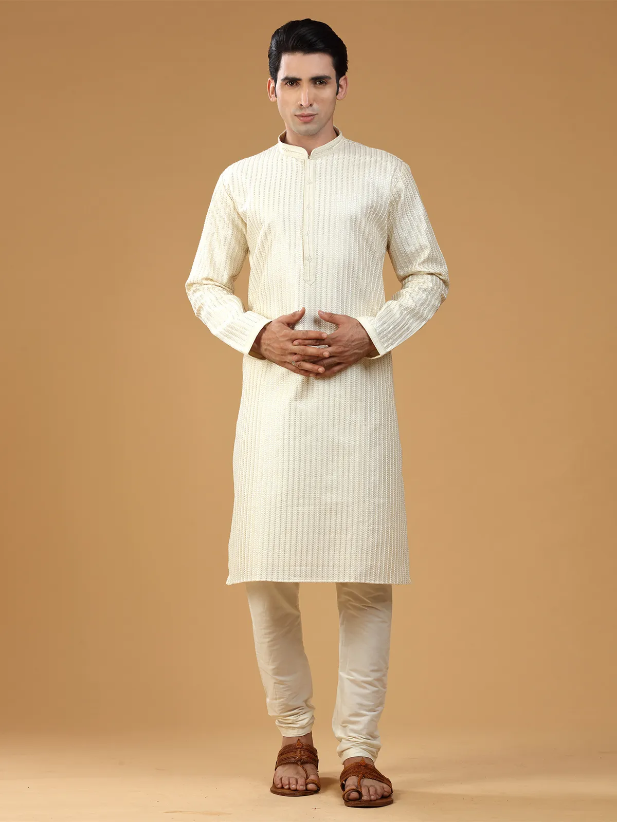 Rich off white georgette kurta suit