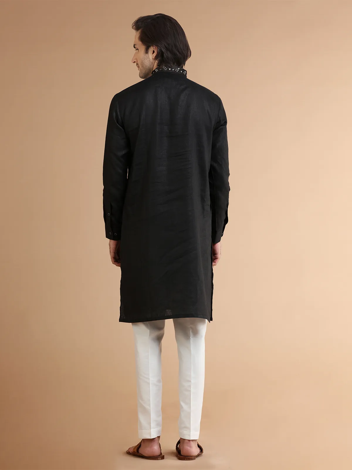 Rich black linen  Men Kurta pajama