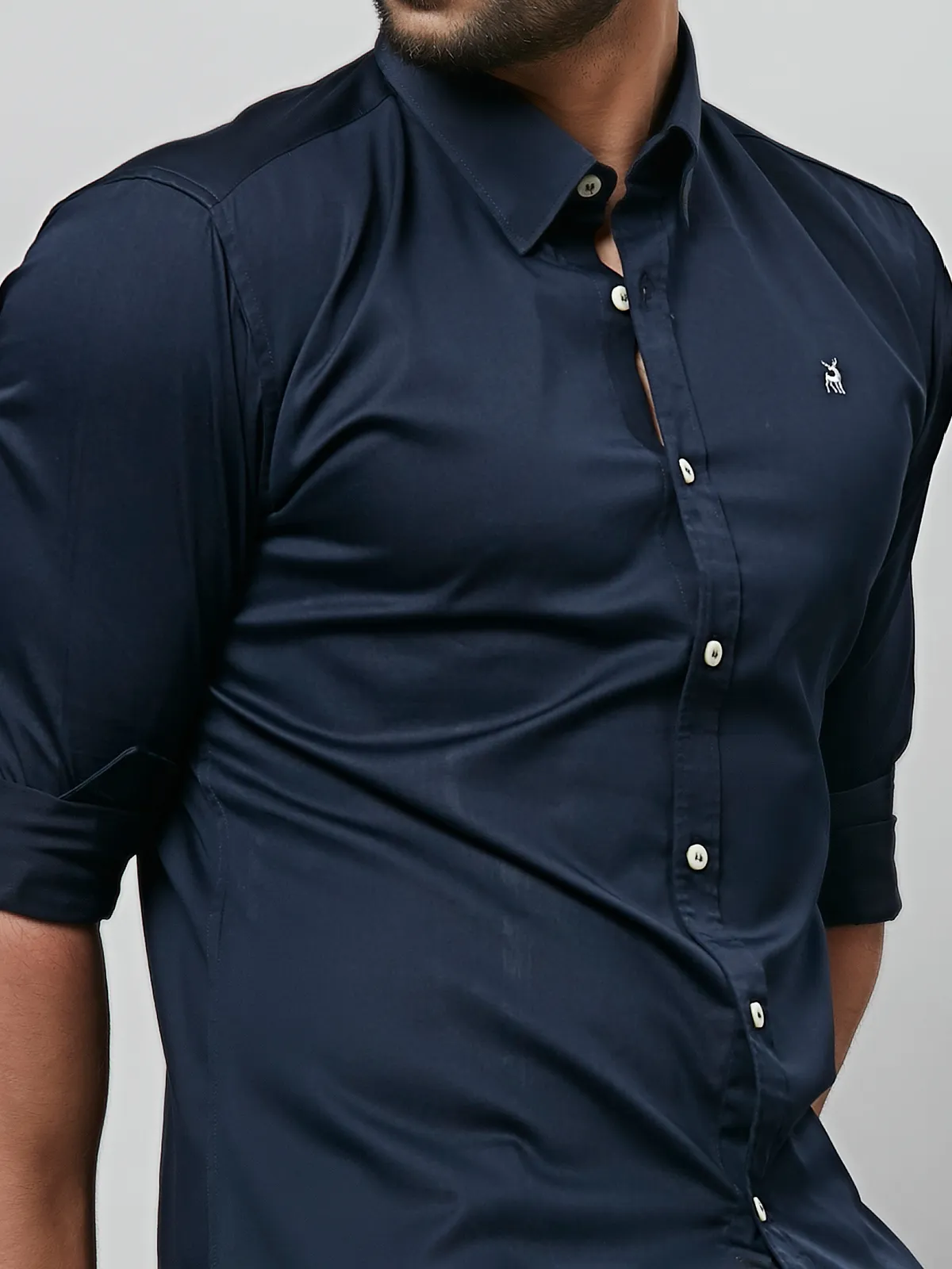 River Blue classy navy cotton casual shirt