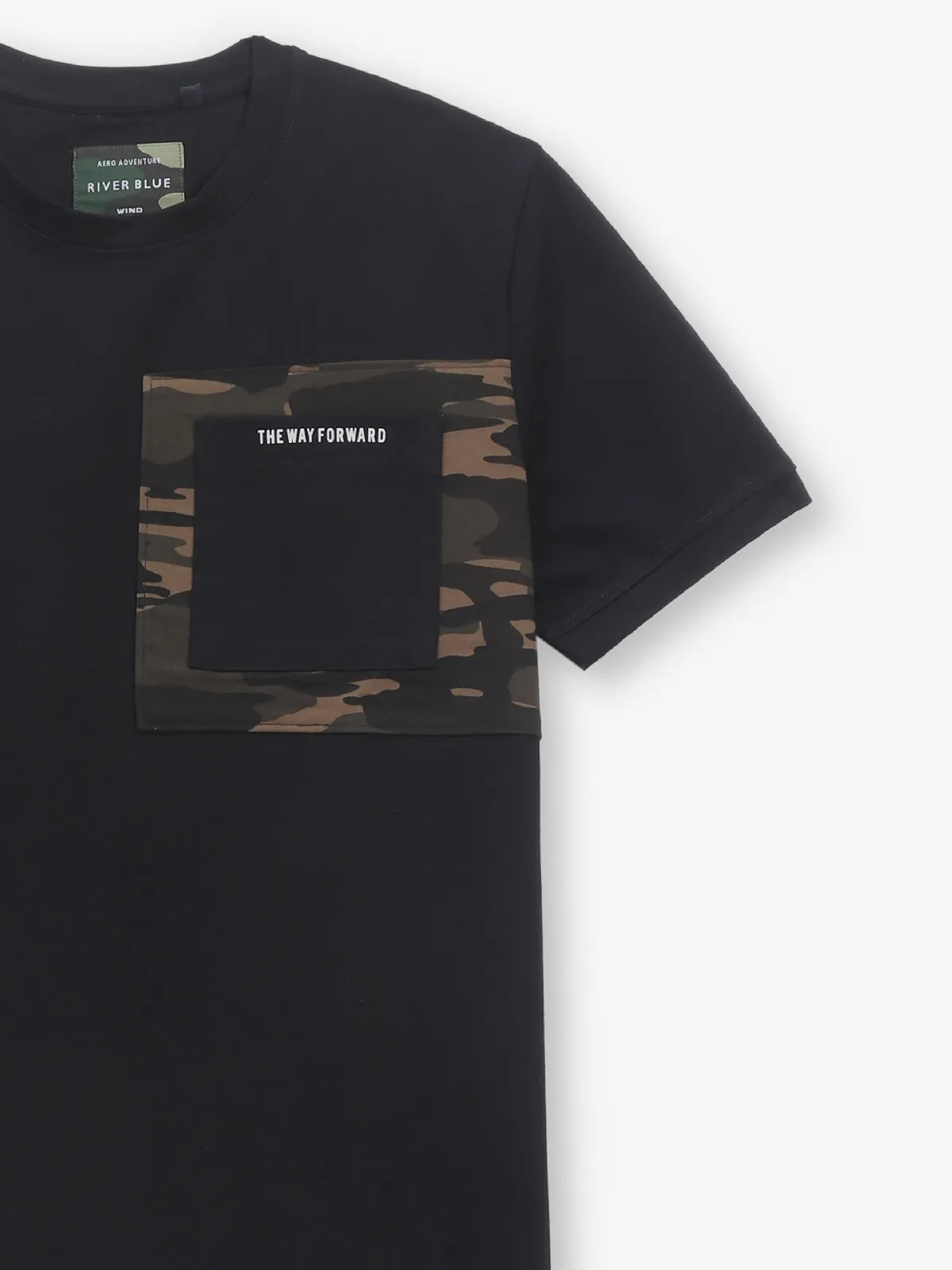 RIVER BLUE cotton black t-shirt for men