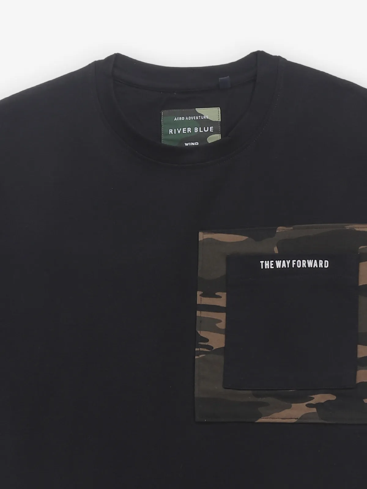 RIVER BLUE cotton black t-shirt for men