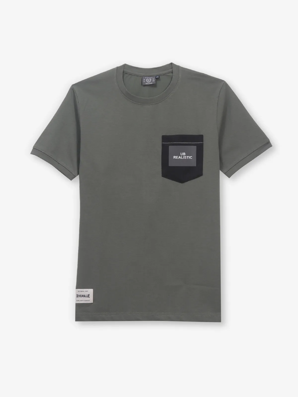 RIVER BLUE cotton olive t-shirt for men