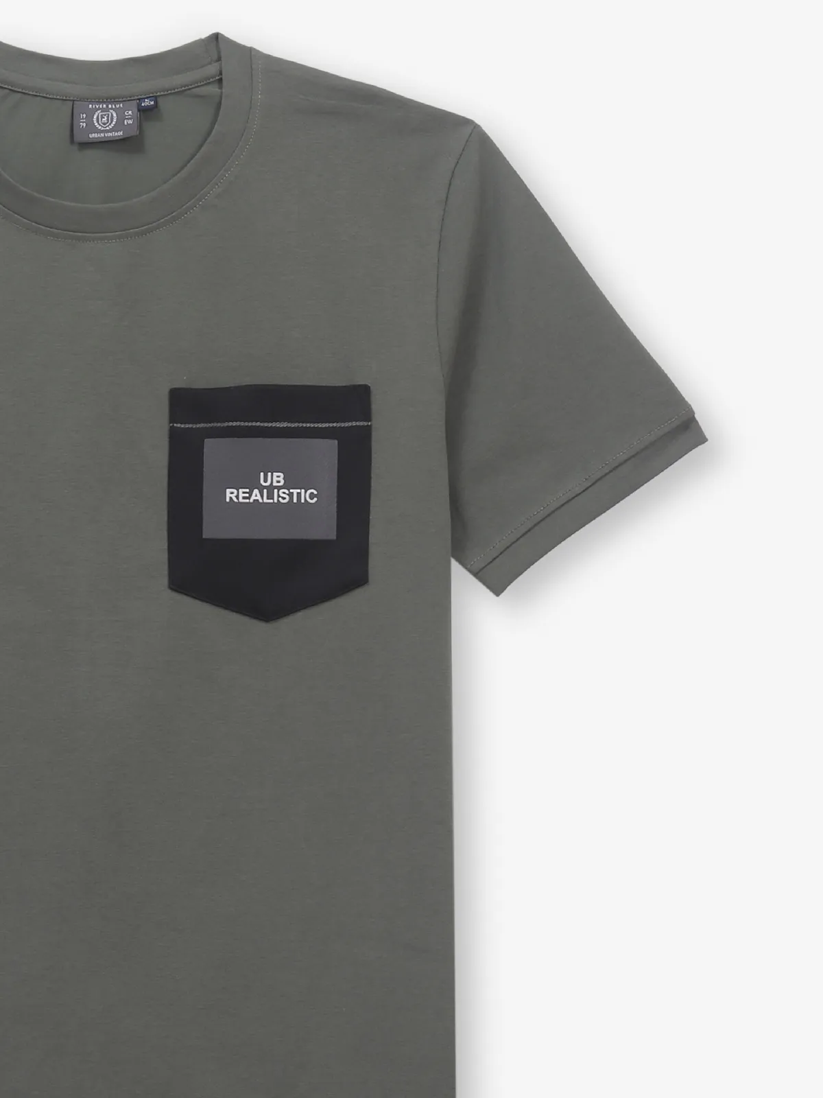 RIVER BLUE cotton olive t-shirt for men