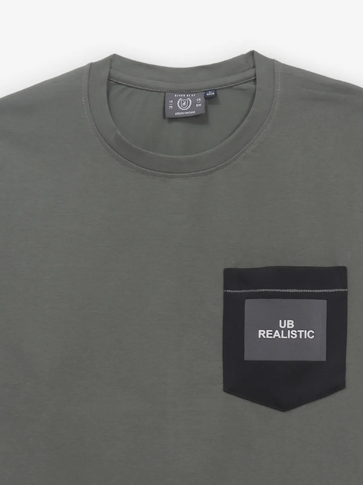 RIVER BLUE cotton olive t-shirt for men