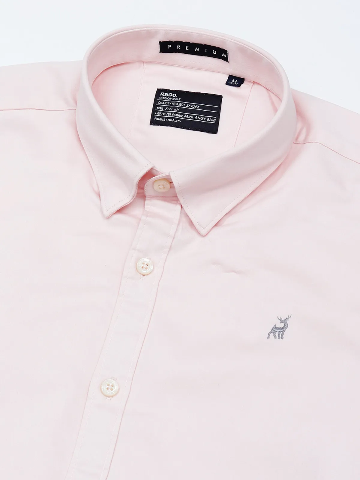 River Blue full sleeves pink solid casual shirt