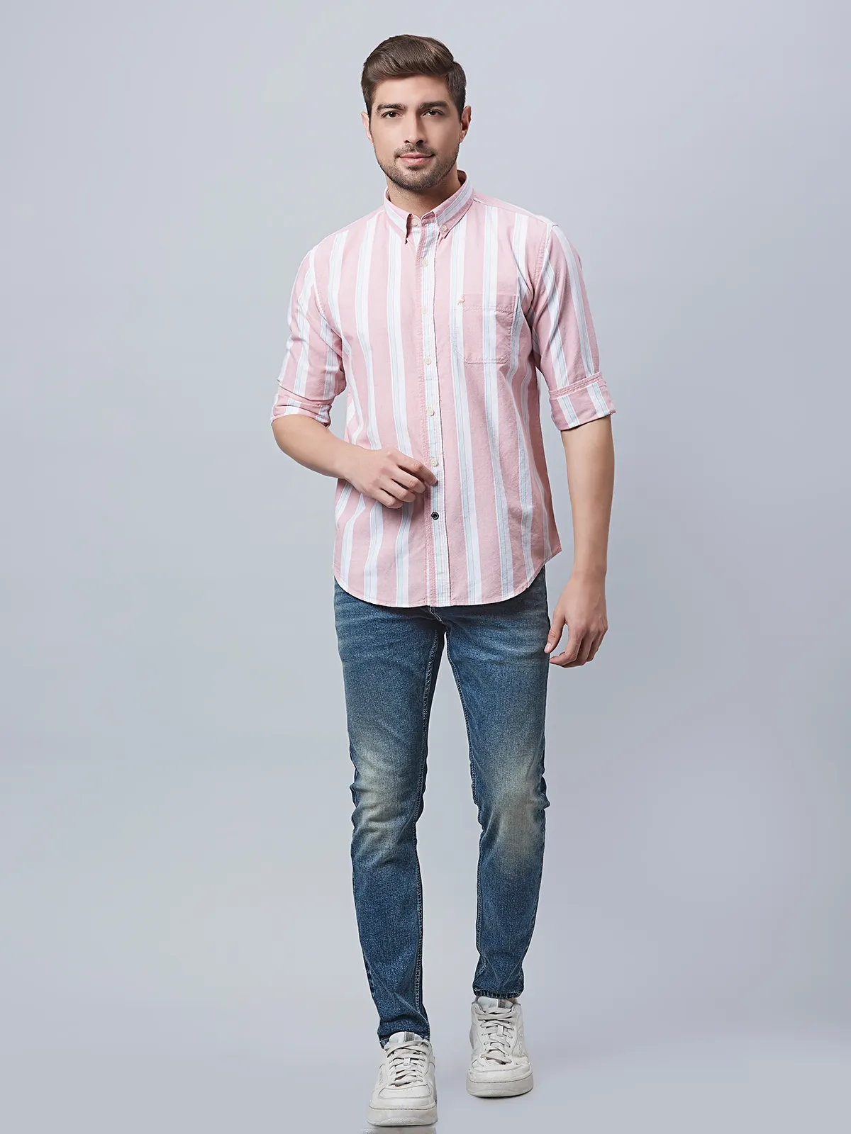 River Blue light pink shirt in stripe