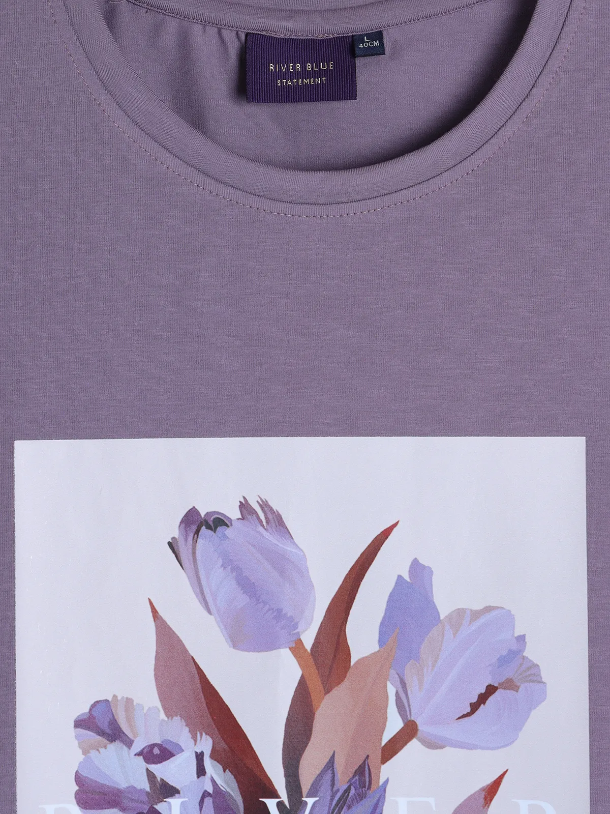 RIVER BLUE lilac purple printed cotton t-shirt