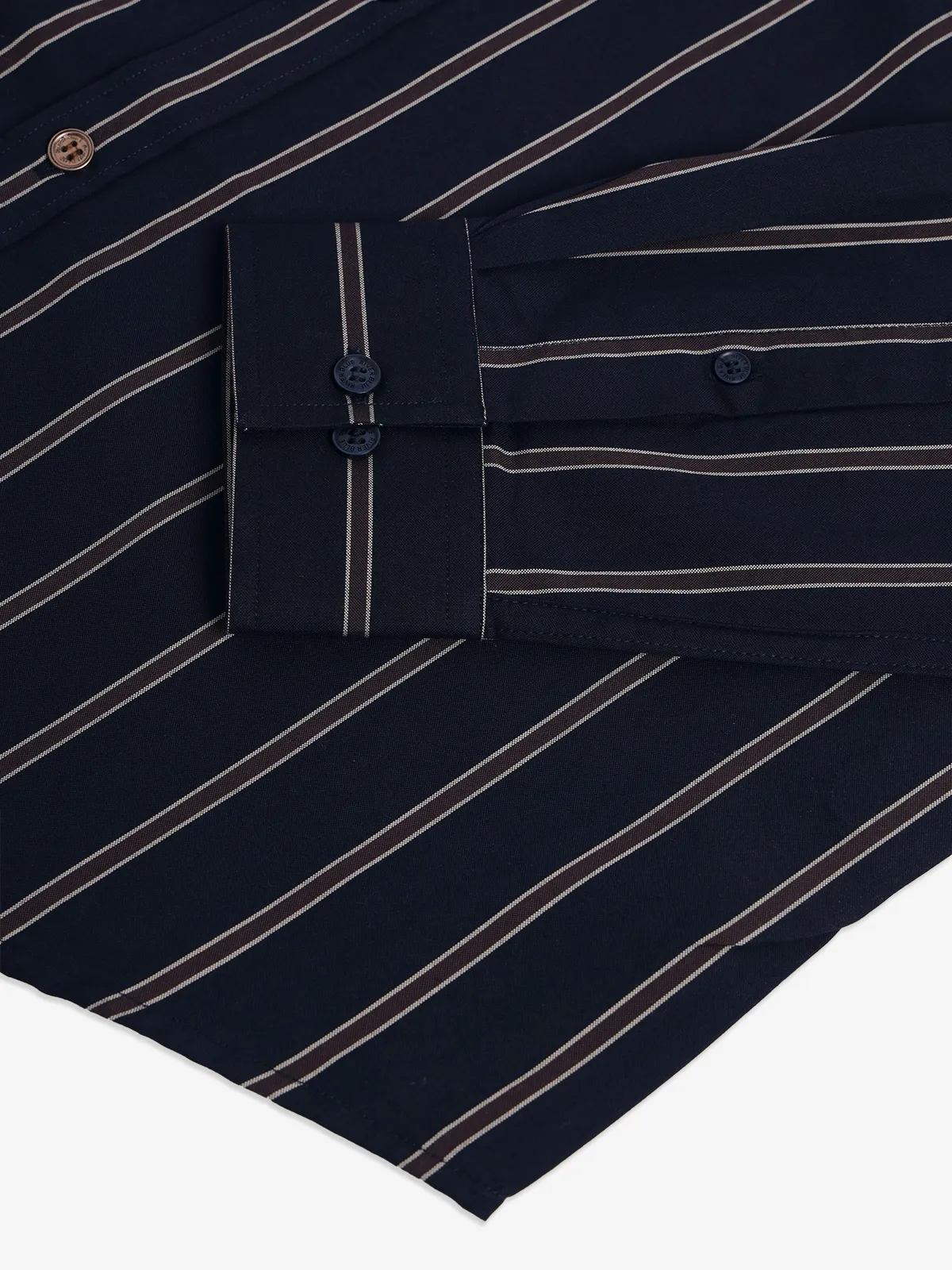 RIVER BLUE navy cotton casual stripe shirt