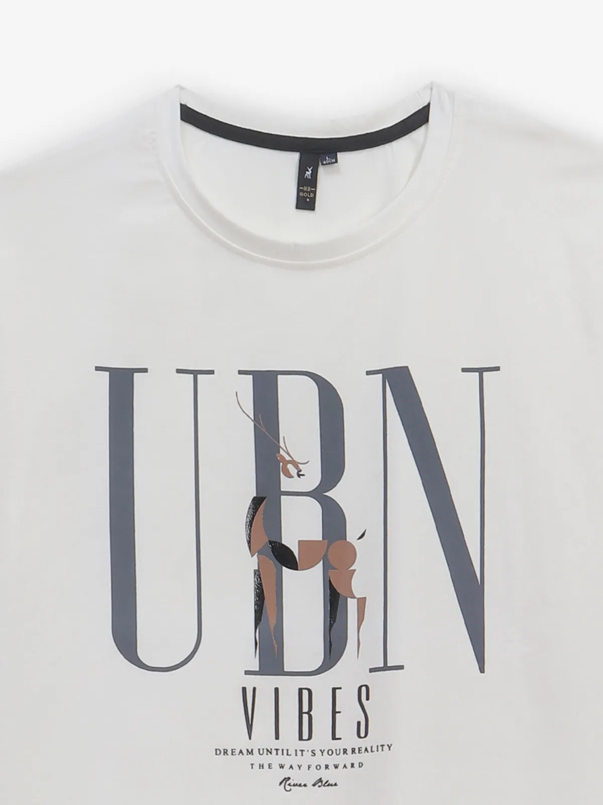 RIVER BLUE off-white printed cotton t-shirt