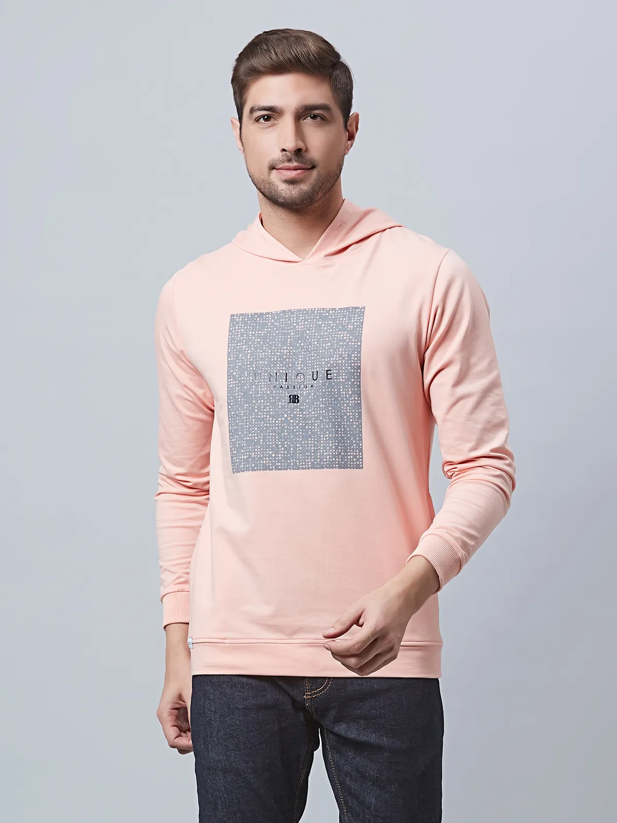 River Blue peach cotton t shirt in printed