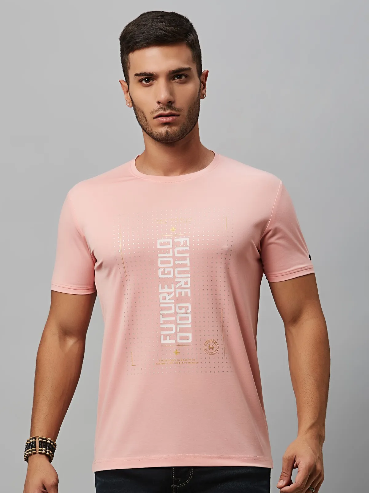 River Blue pink cotton round neck t shirt