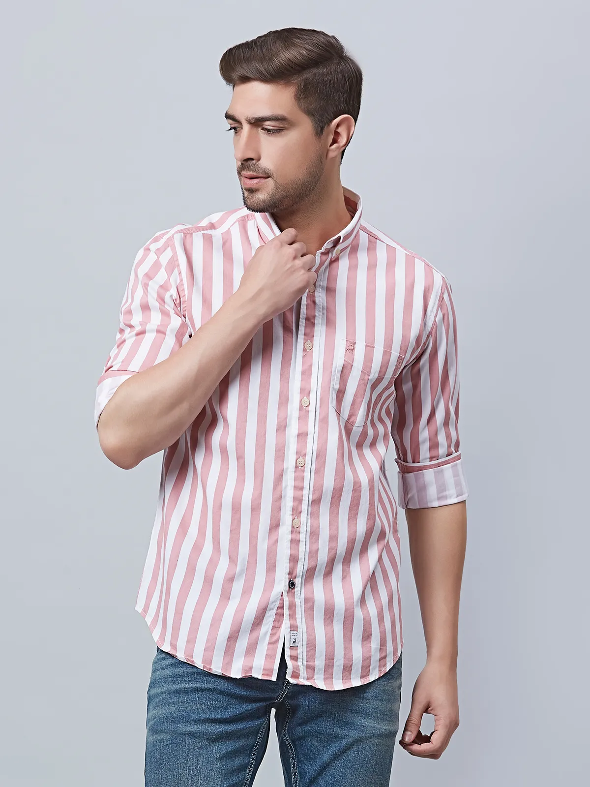 River Blue pink stripe shirt