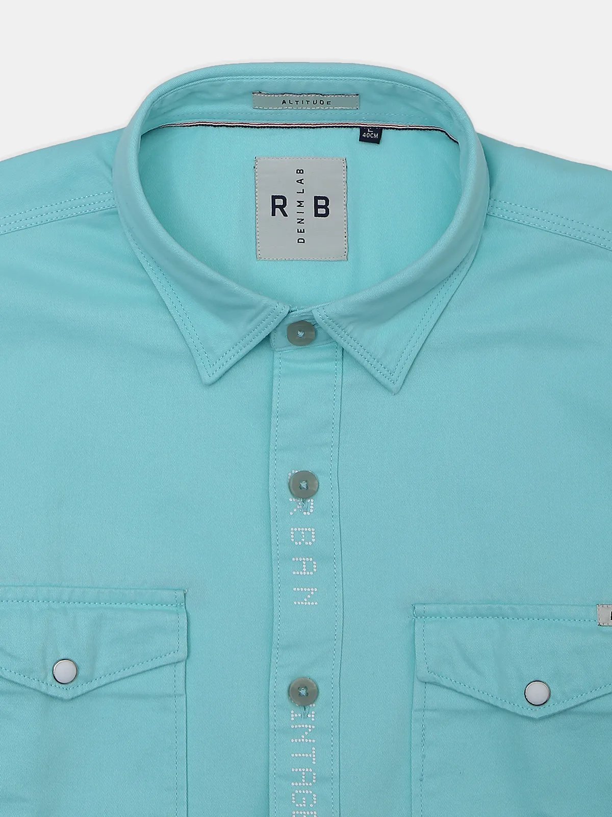 River Blue plain cotton casual mint green shirt