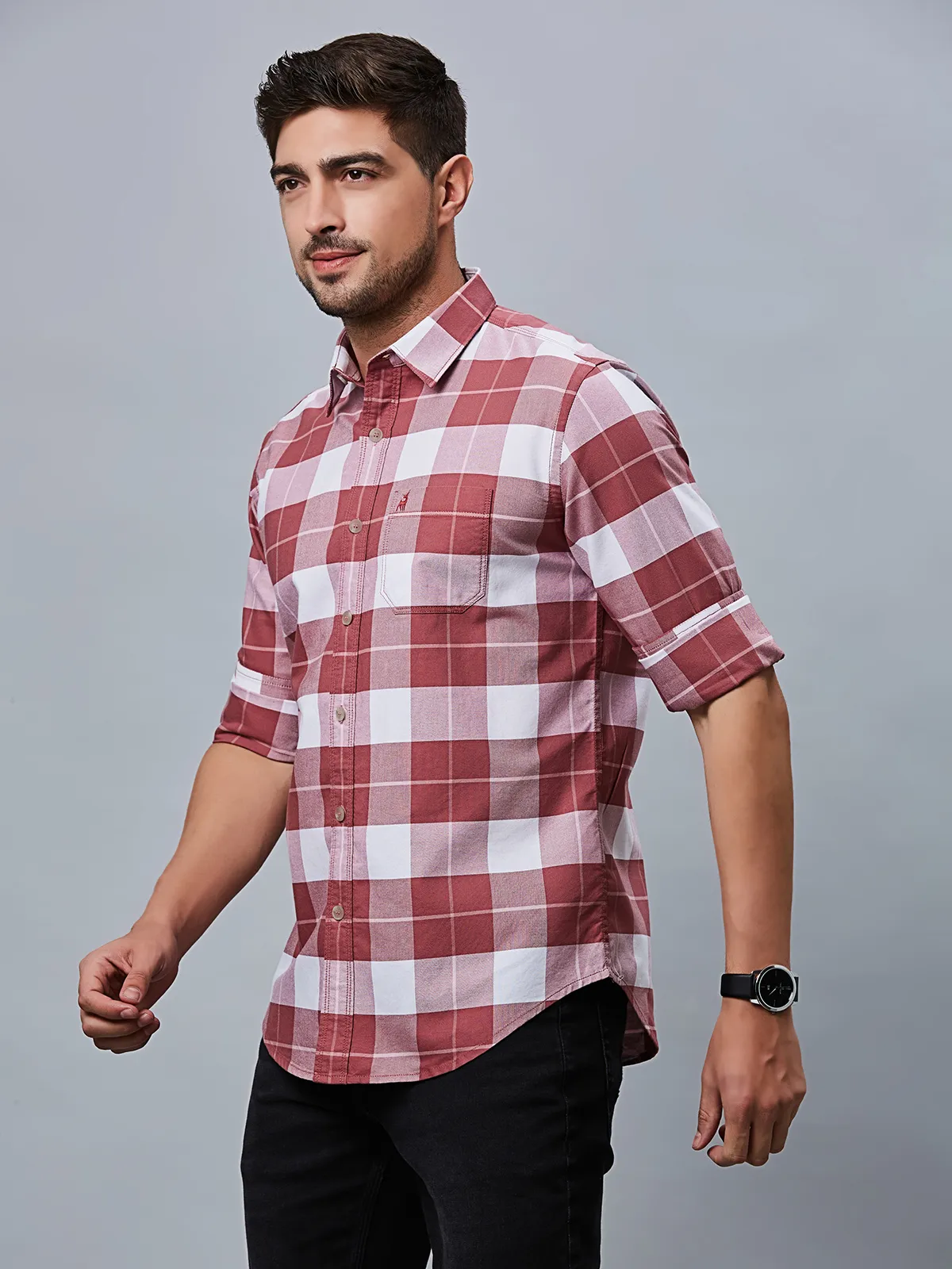 River Blue red checks shirt