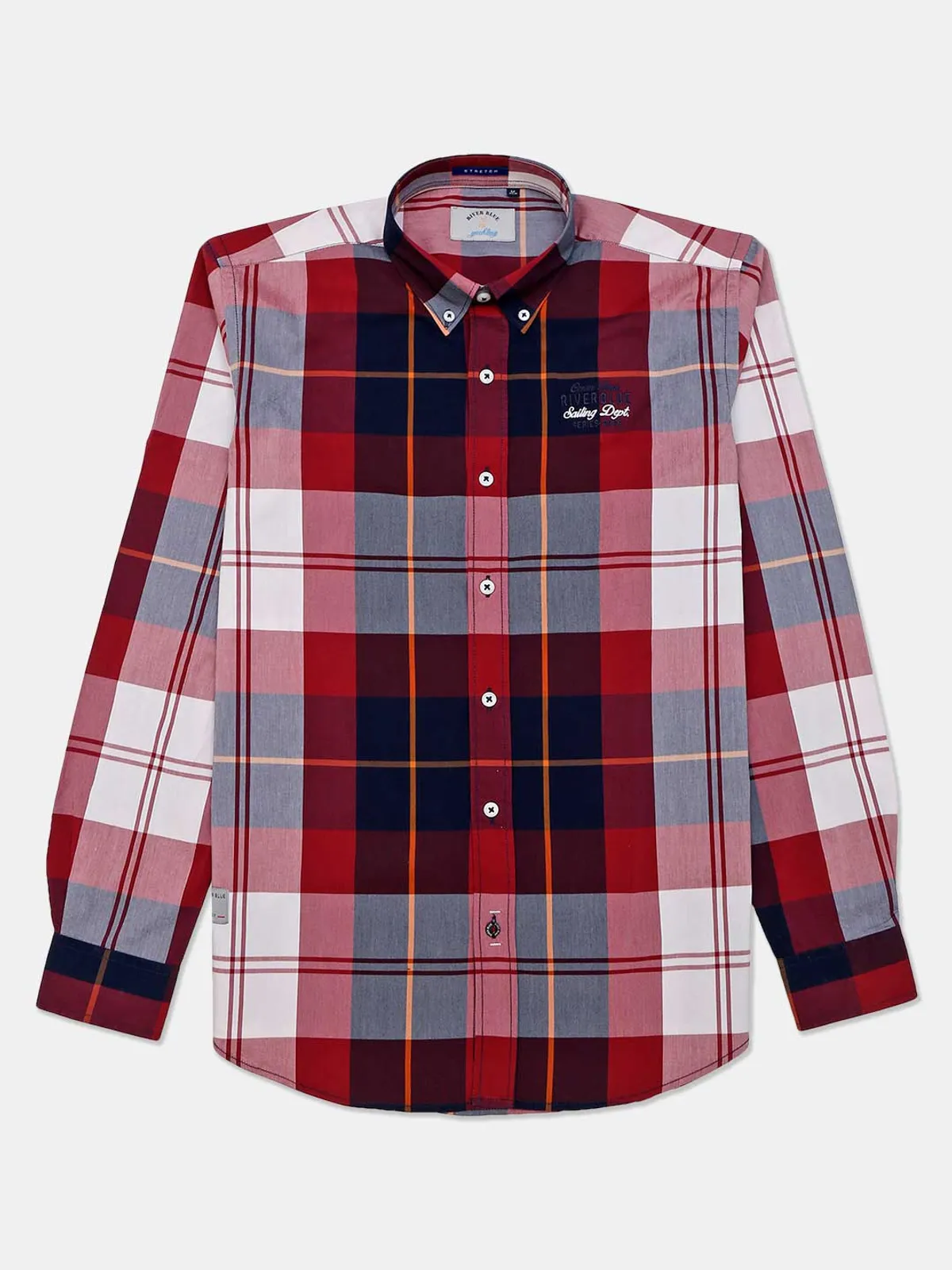 River Blue slim collar maroon checks casual shirt