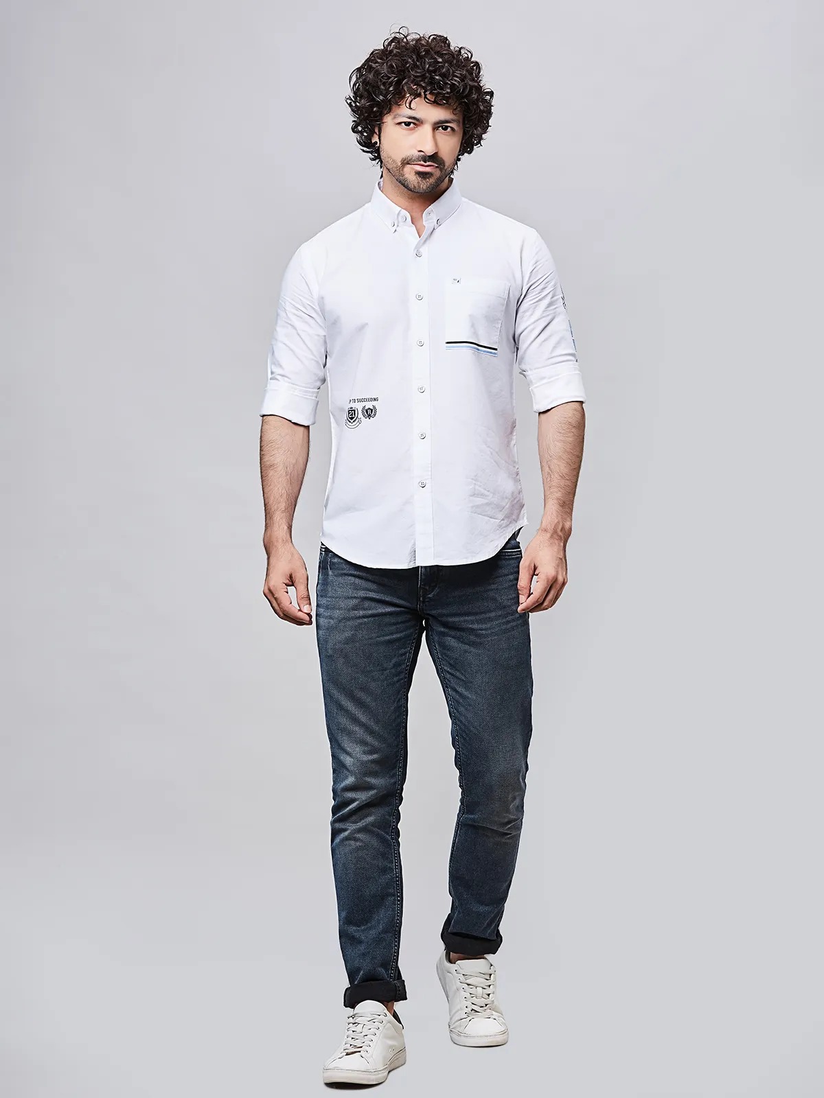 RIVER BLUE slim fit cotton shirt for men