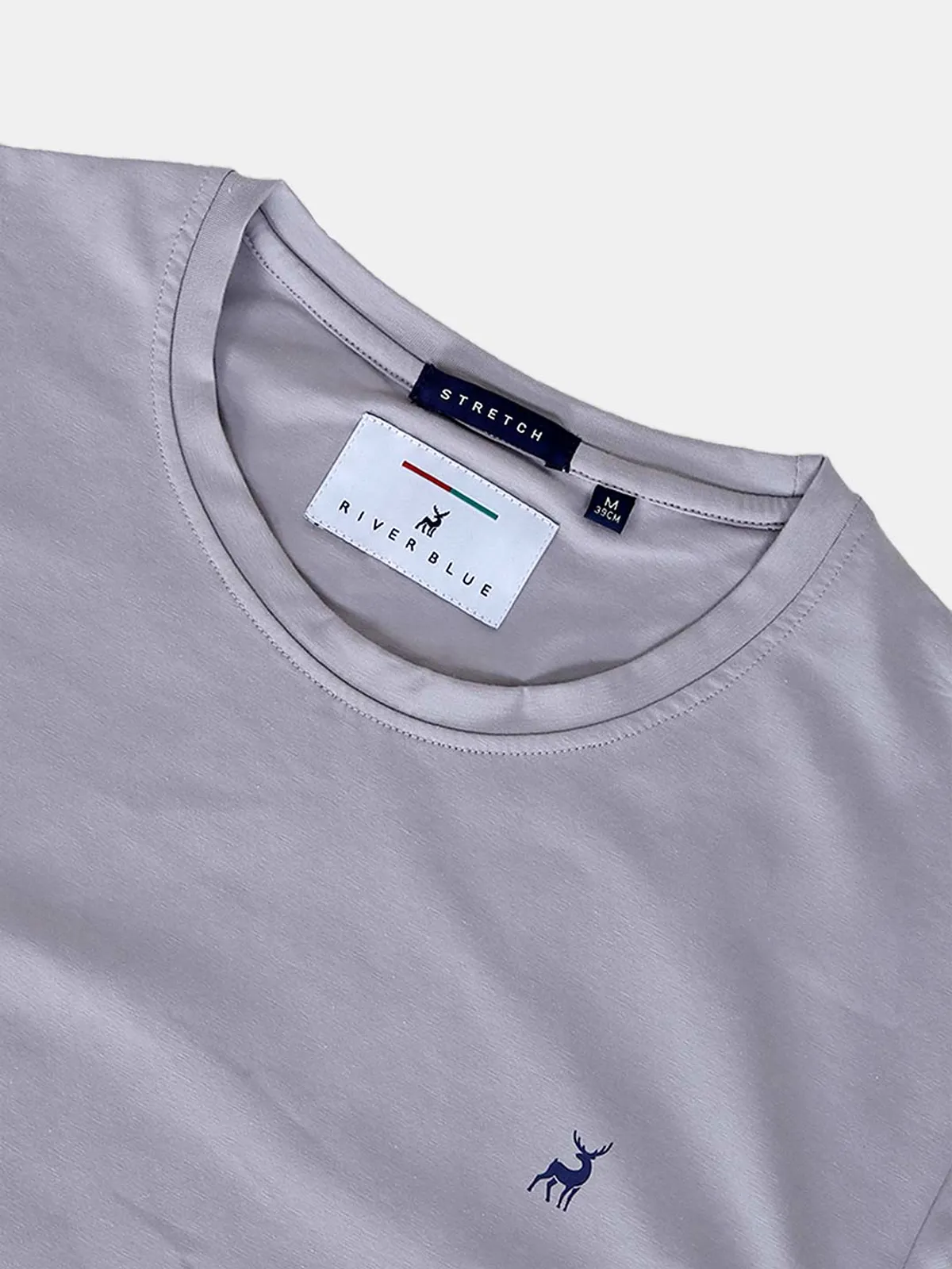 River Blue solid grey slim fit t-shirt