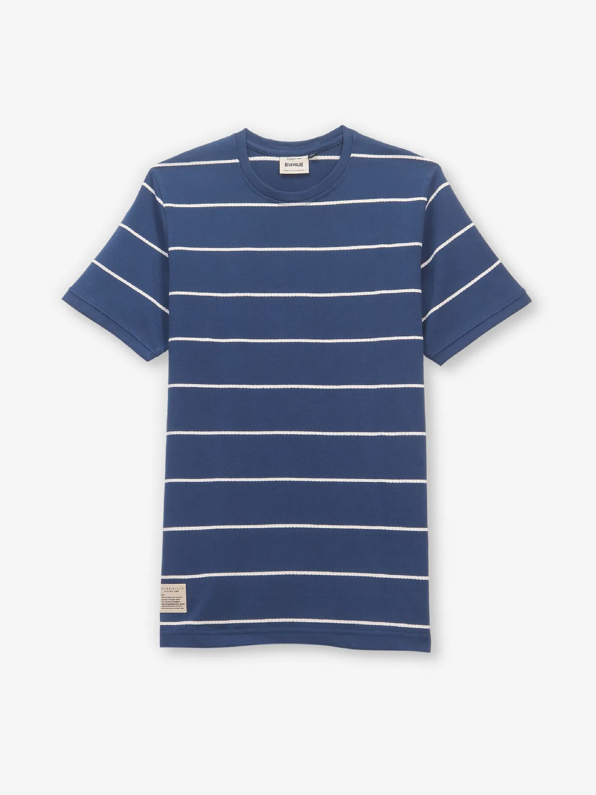 RIVER BLUE striped blue cotton t-shirt