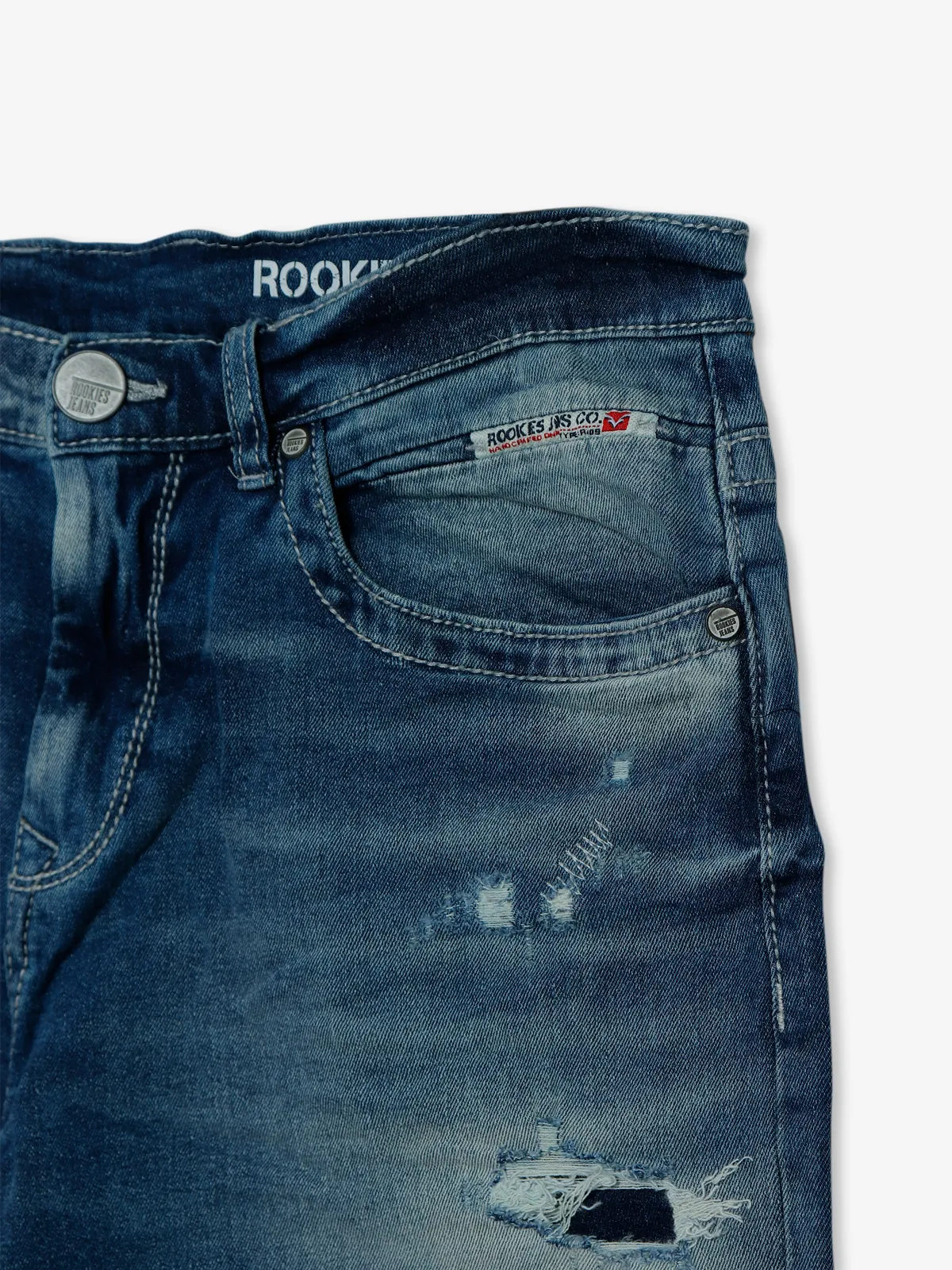 Rookies blue denim slim fit shorts