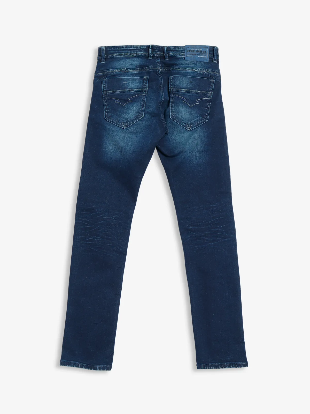 Rookies indigo blue washed and ripped jeans