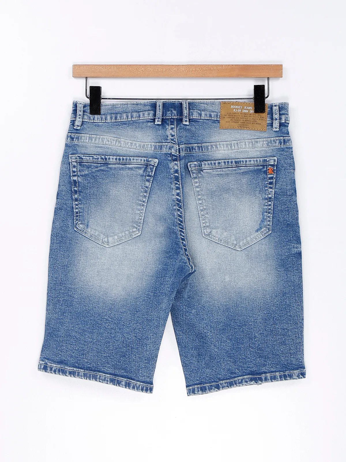 Rookies light blue denim slim fit shorts