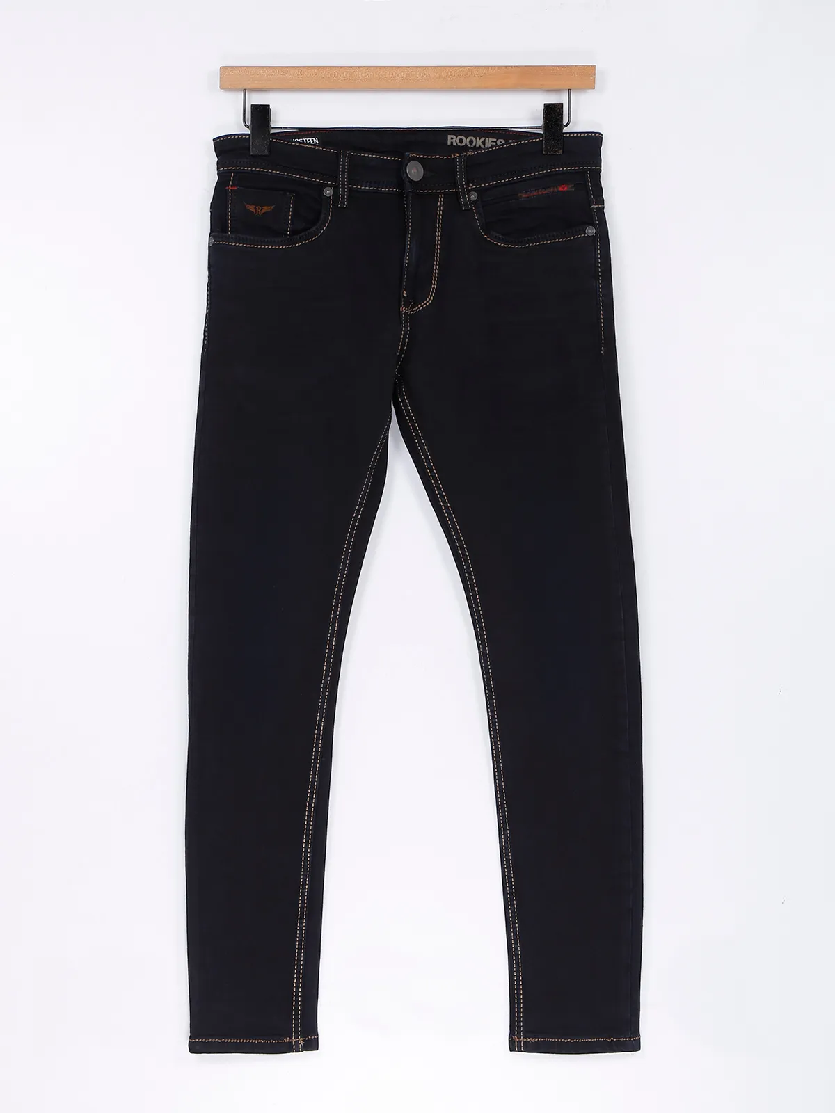 Rookies navy slim fit solid jeans