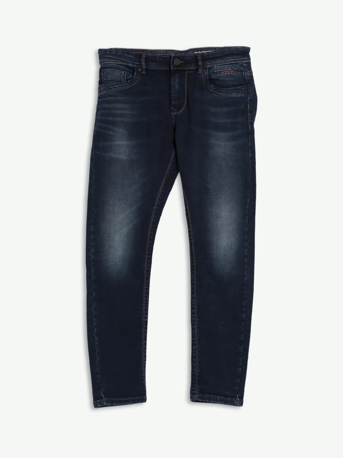 Rookies washed dark navy tapered fit jeans