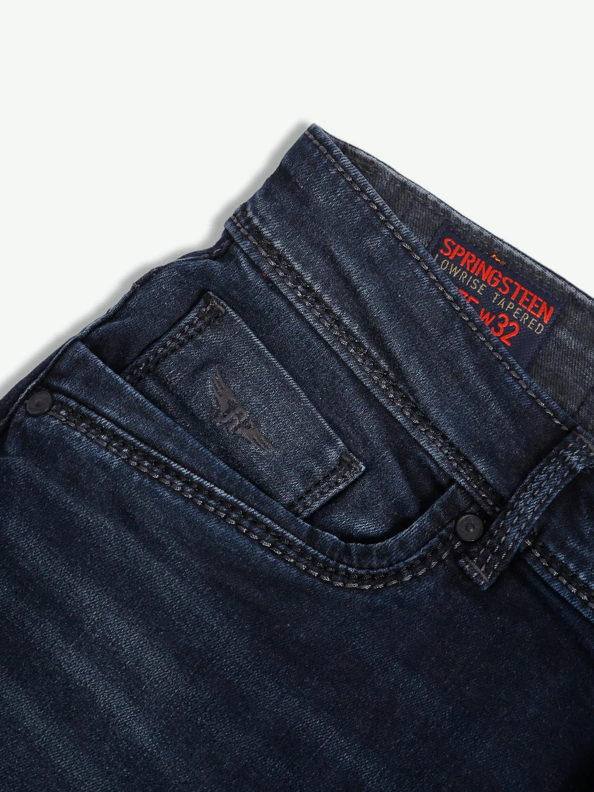Rookies washed dark navy tapered fit jeans