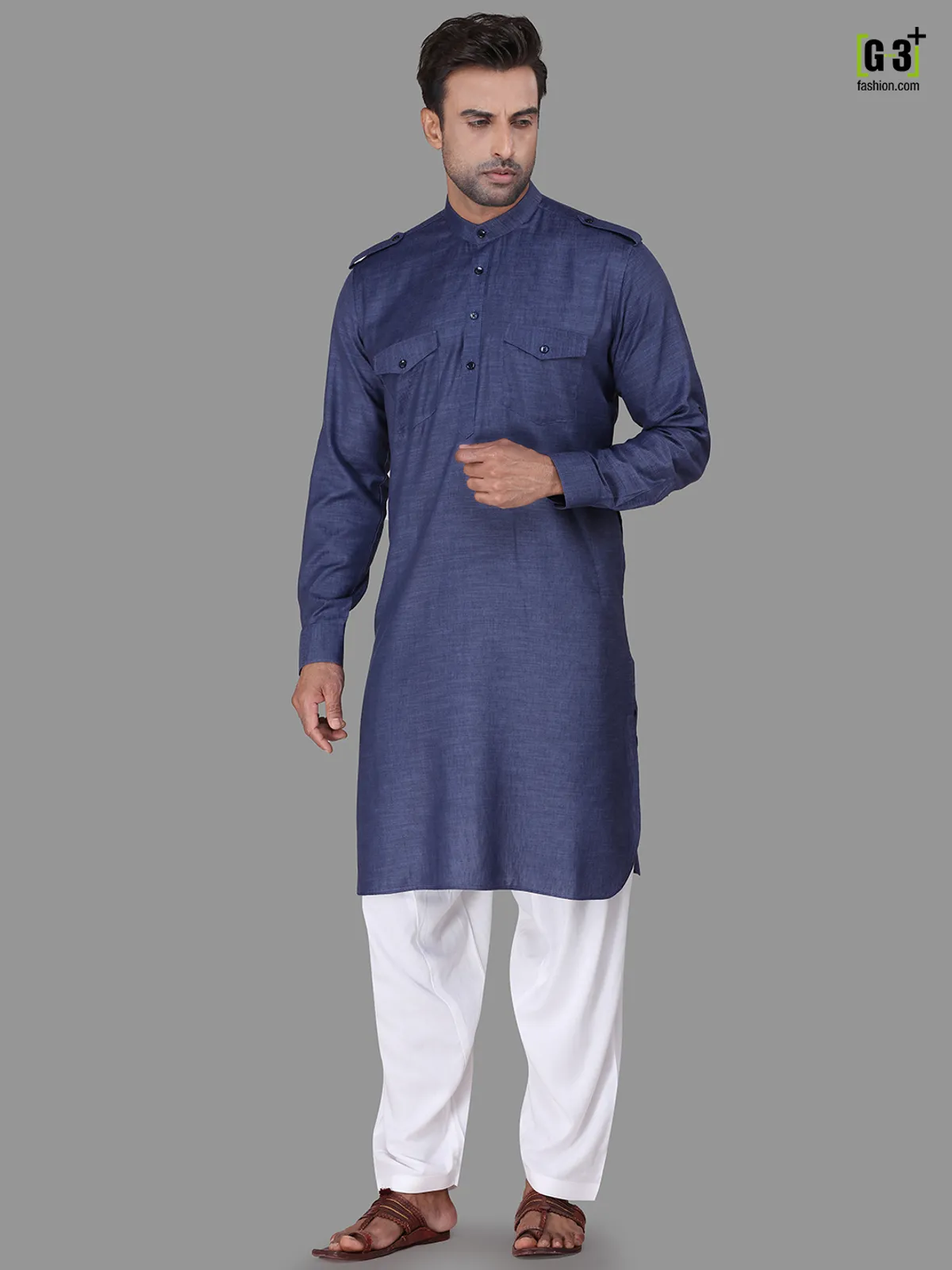 Royal blue classic pathani suit