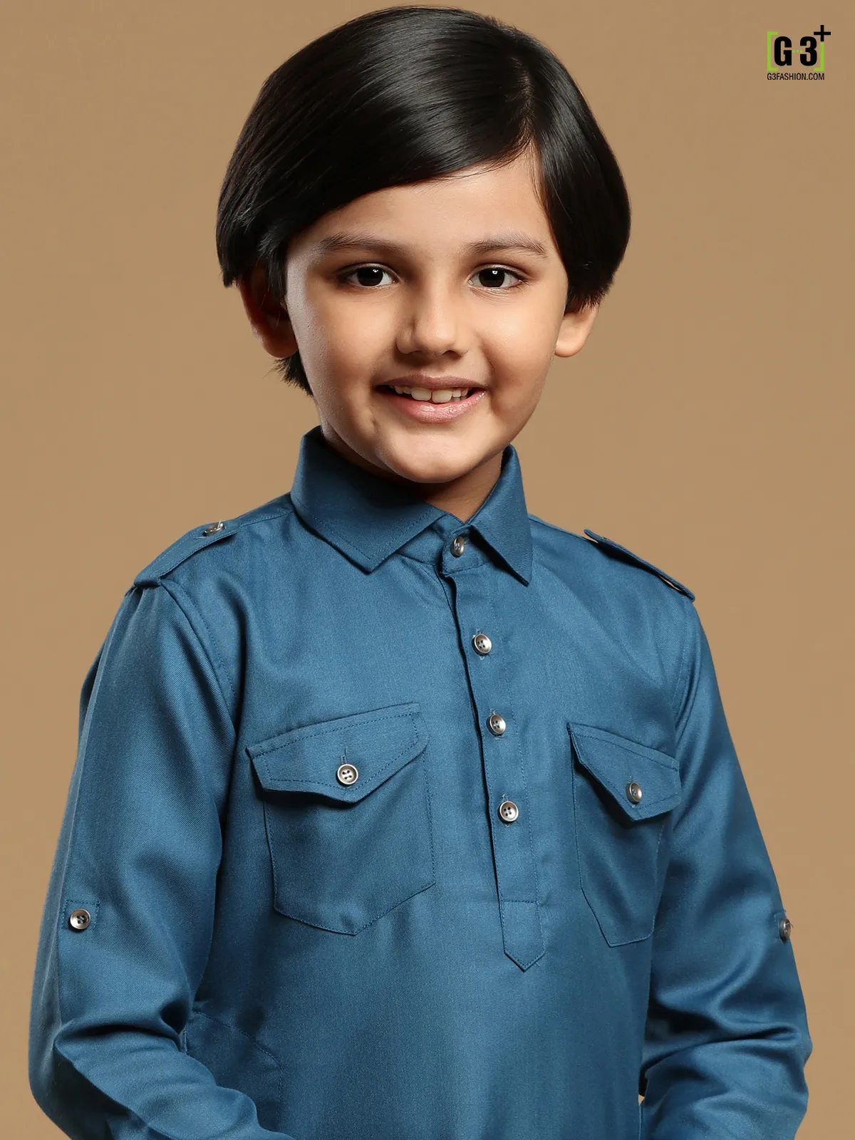 Royal blue outstanding plain cotton silk boys pathani suit