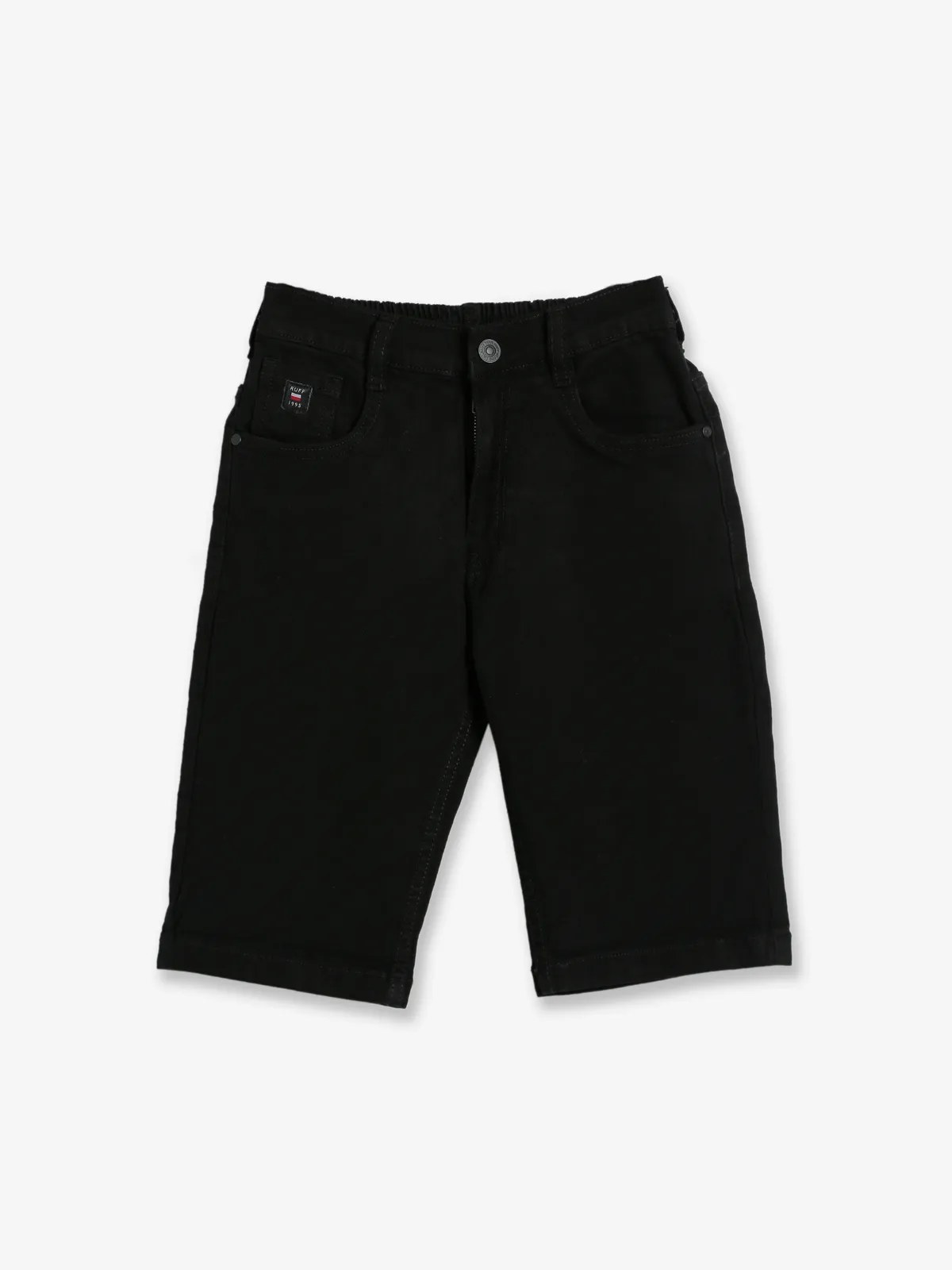 Ruff black solid denim shorts