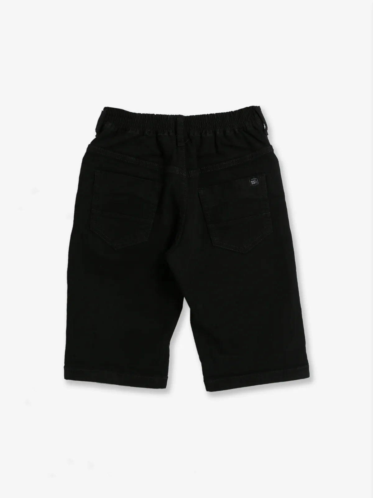 Ruff black solid denim shorts