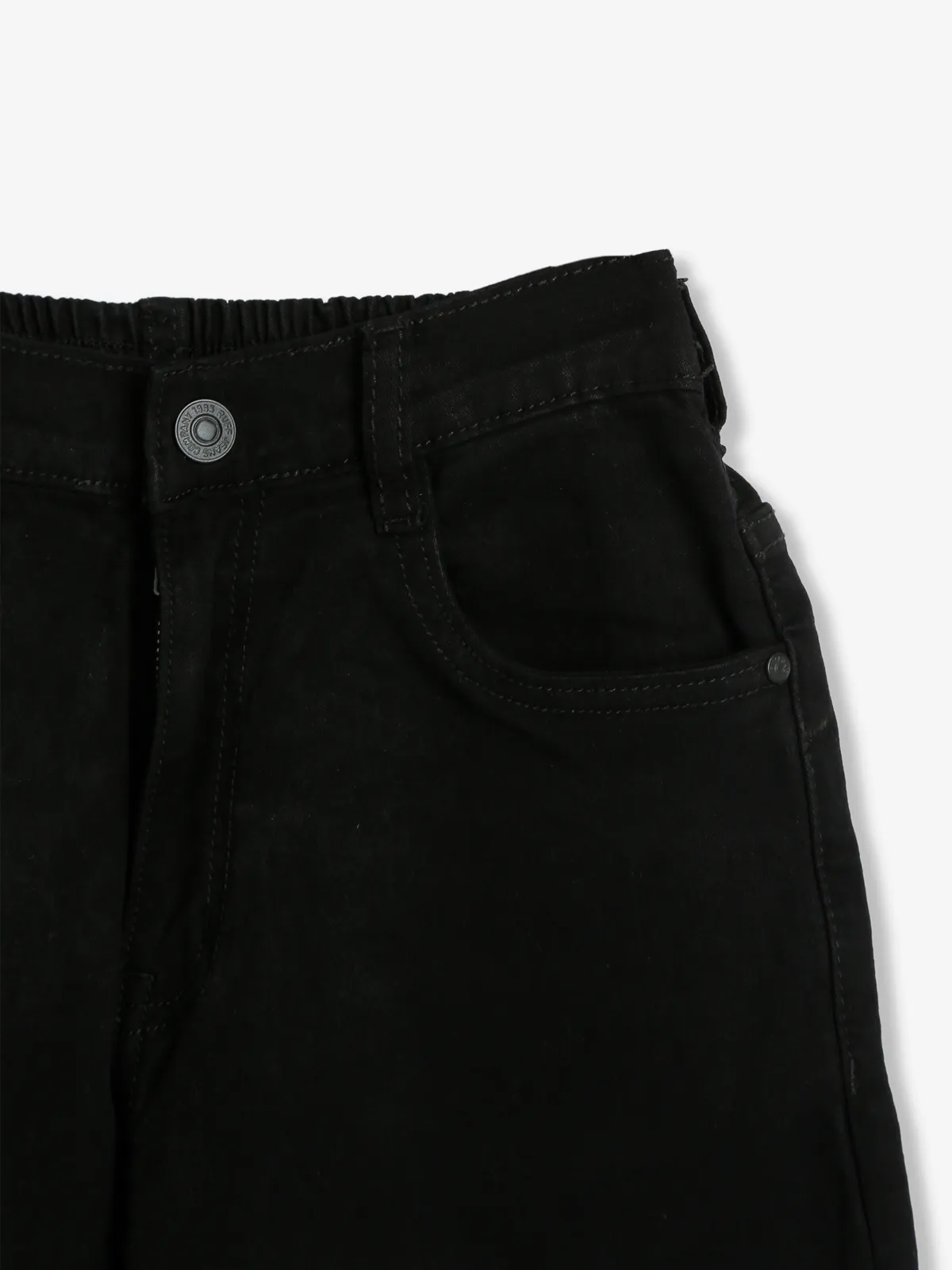 Ruff black solid denim shorts