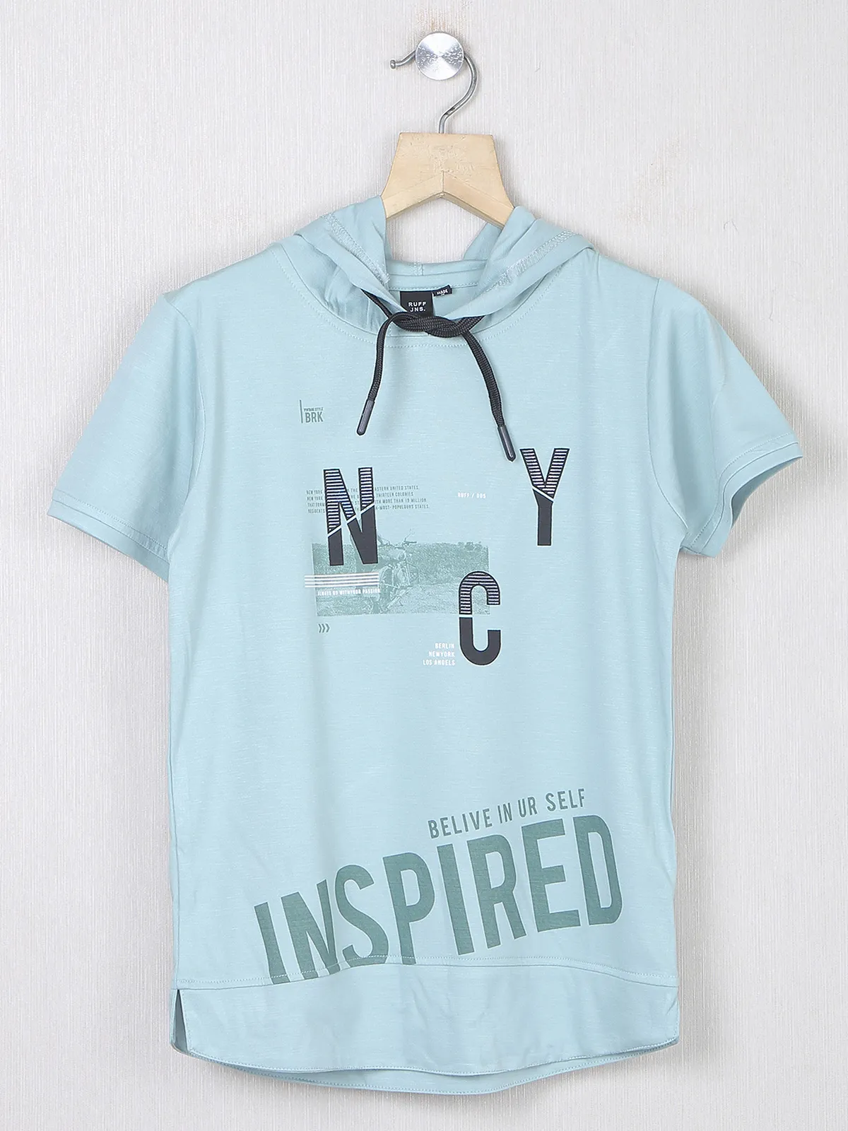 Ruff casual wear stone blue cotton t shirt