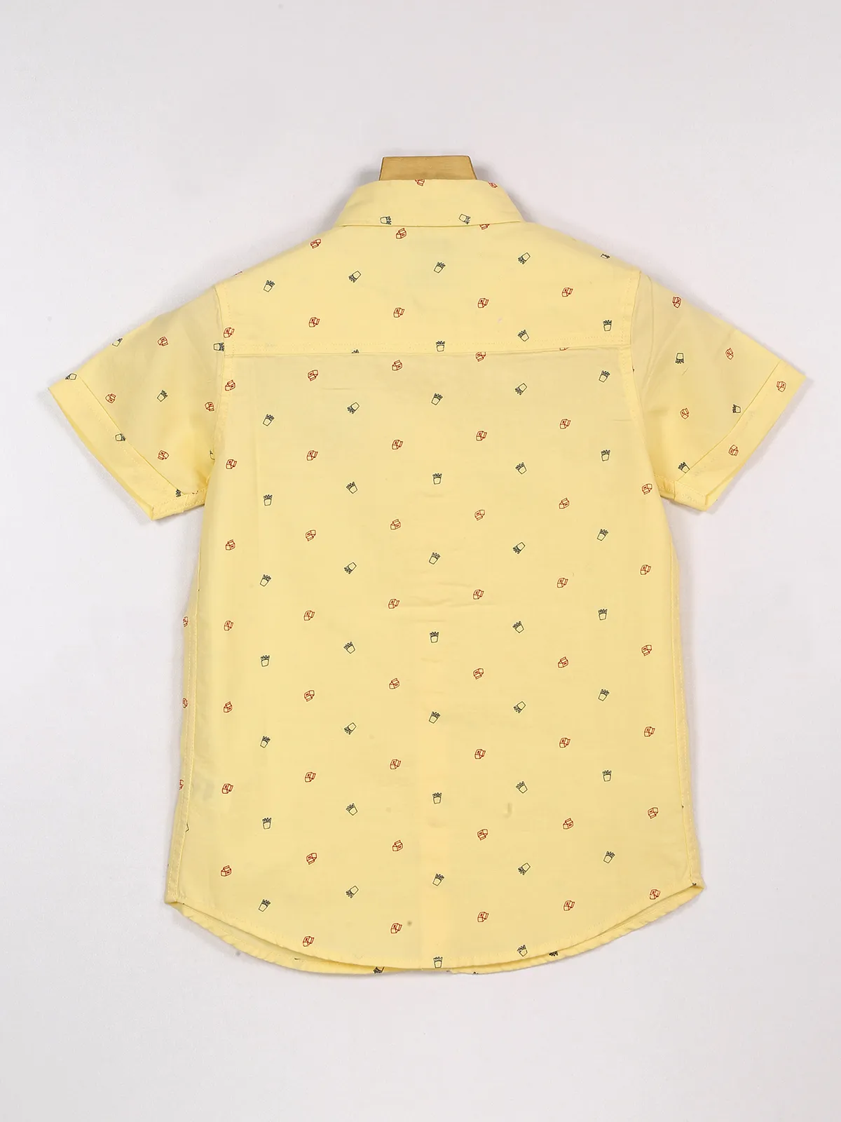 Ruff light yellow cotton printed shirt