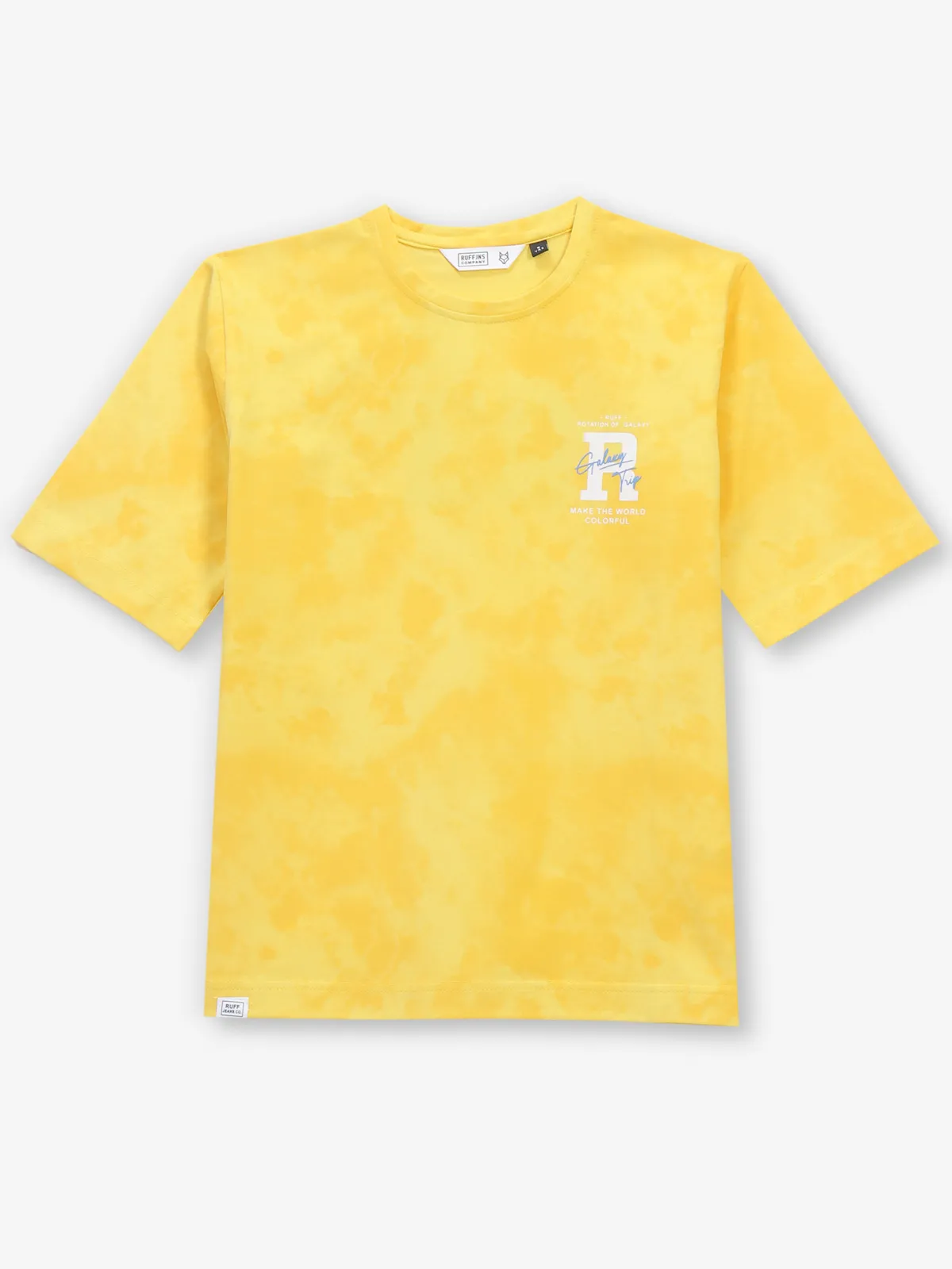 RUFF mustard yellow printed cotton t-shirt